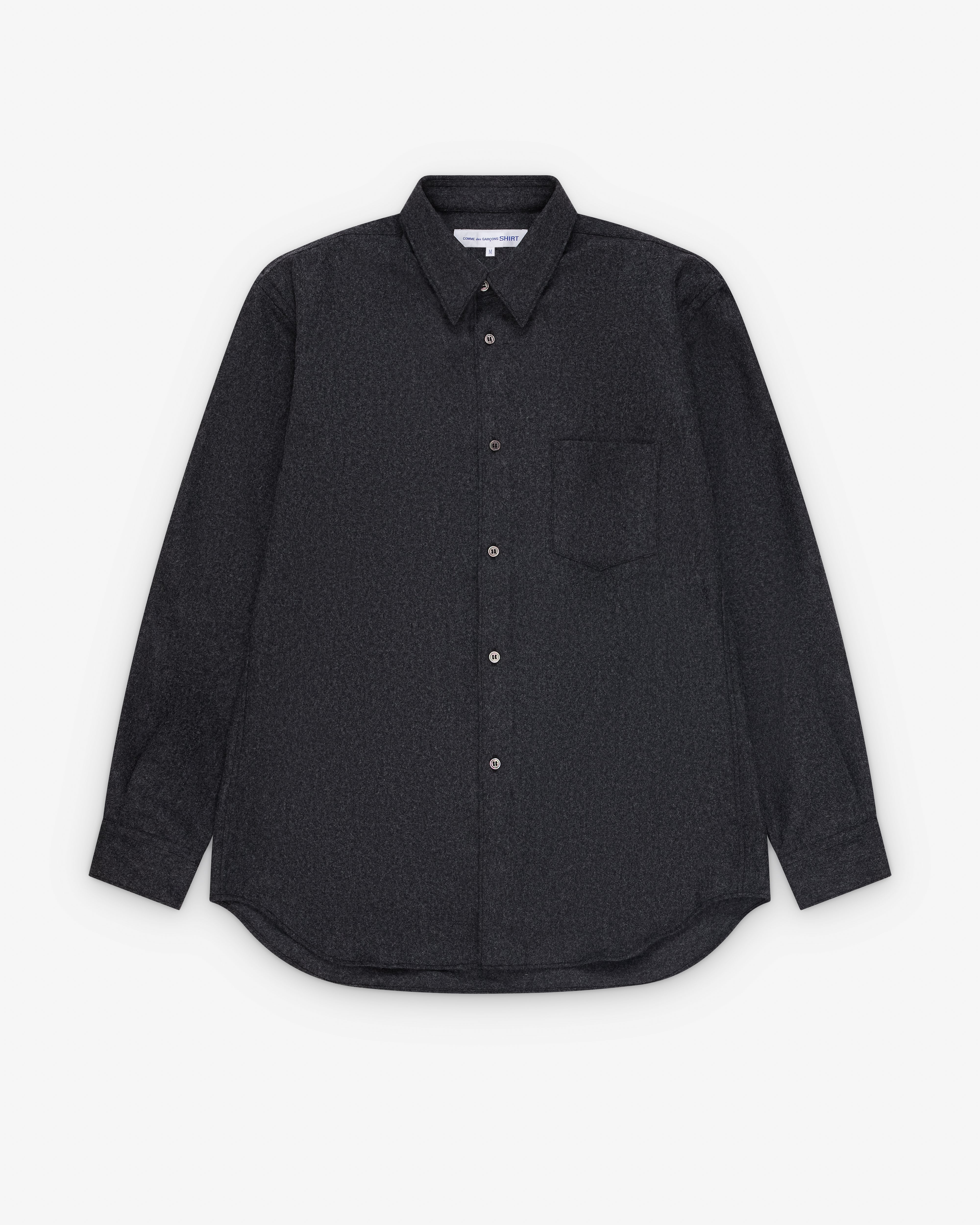 CDG Shirt: Men's Wool Flannel Shirt (Grey) | DSMNY E-SHOP
