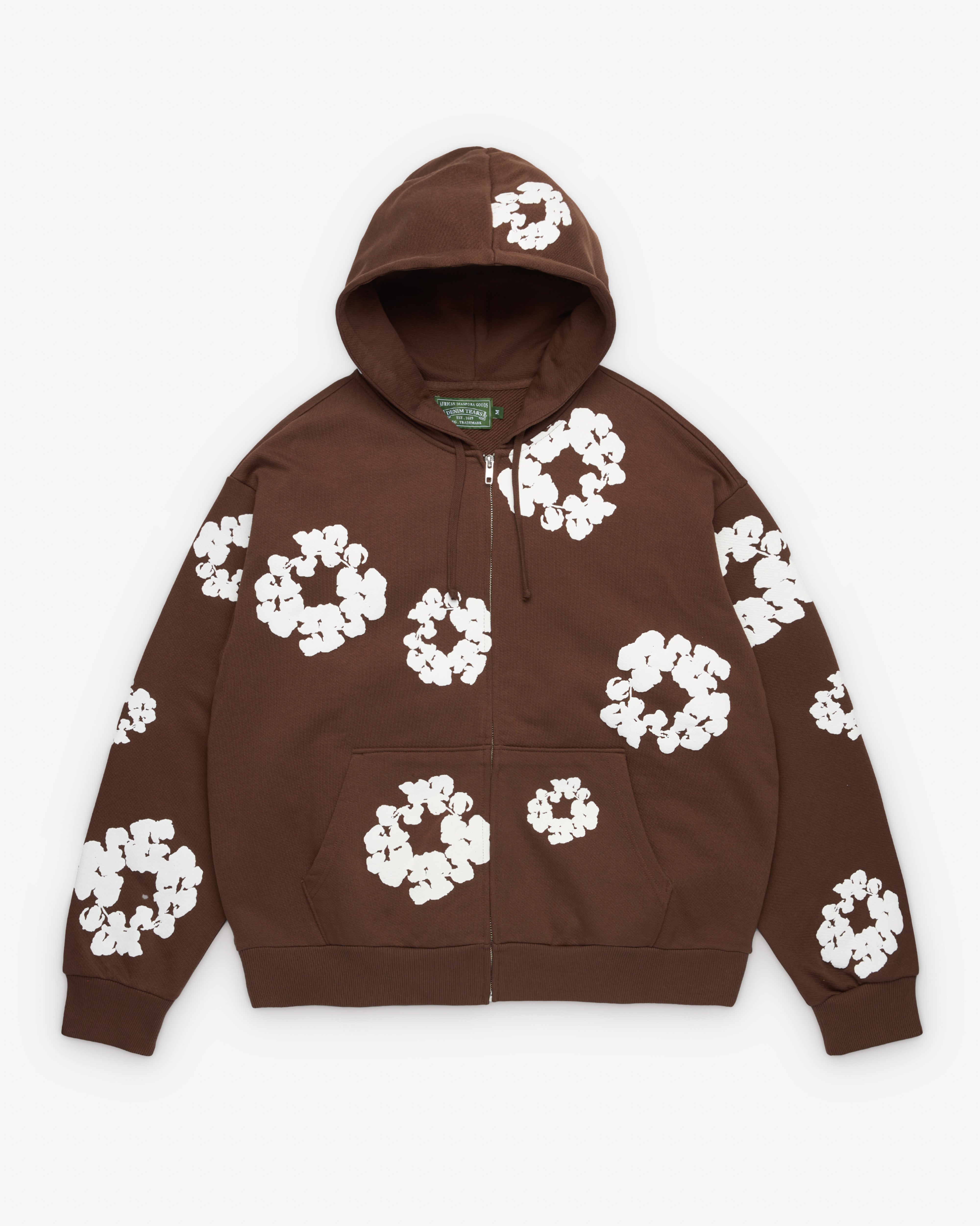 Denim Tears: Men's Cotton Wreath Zip Hoodie (Brown) | DSMNY E-SHOP