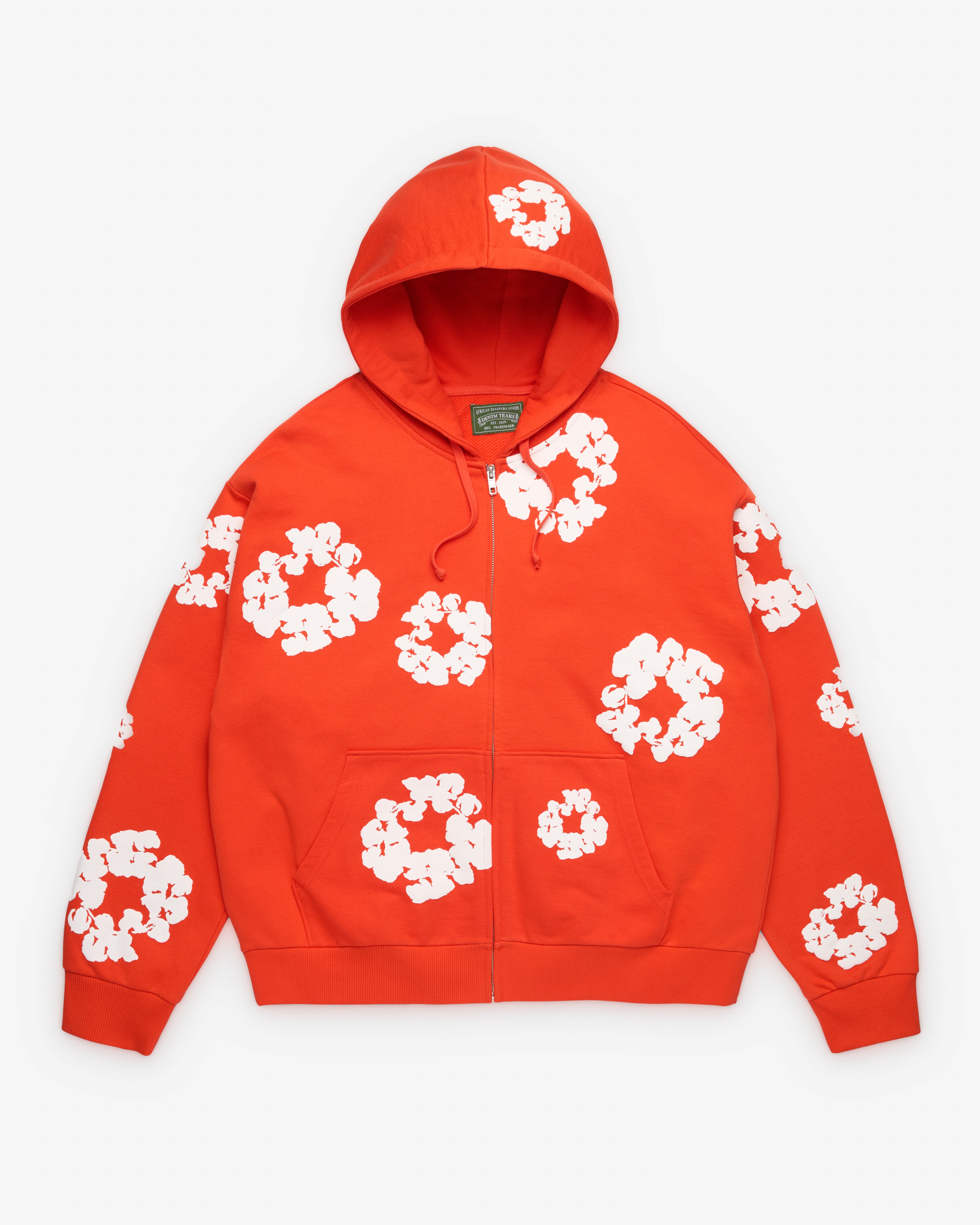 Denim Tears: Men's Cotton Wreath Zip Hoodie (Orange) | DSMNY E-SHOP