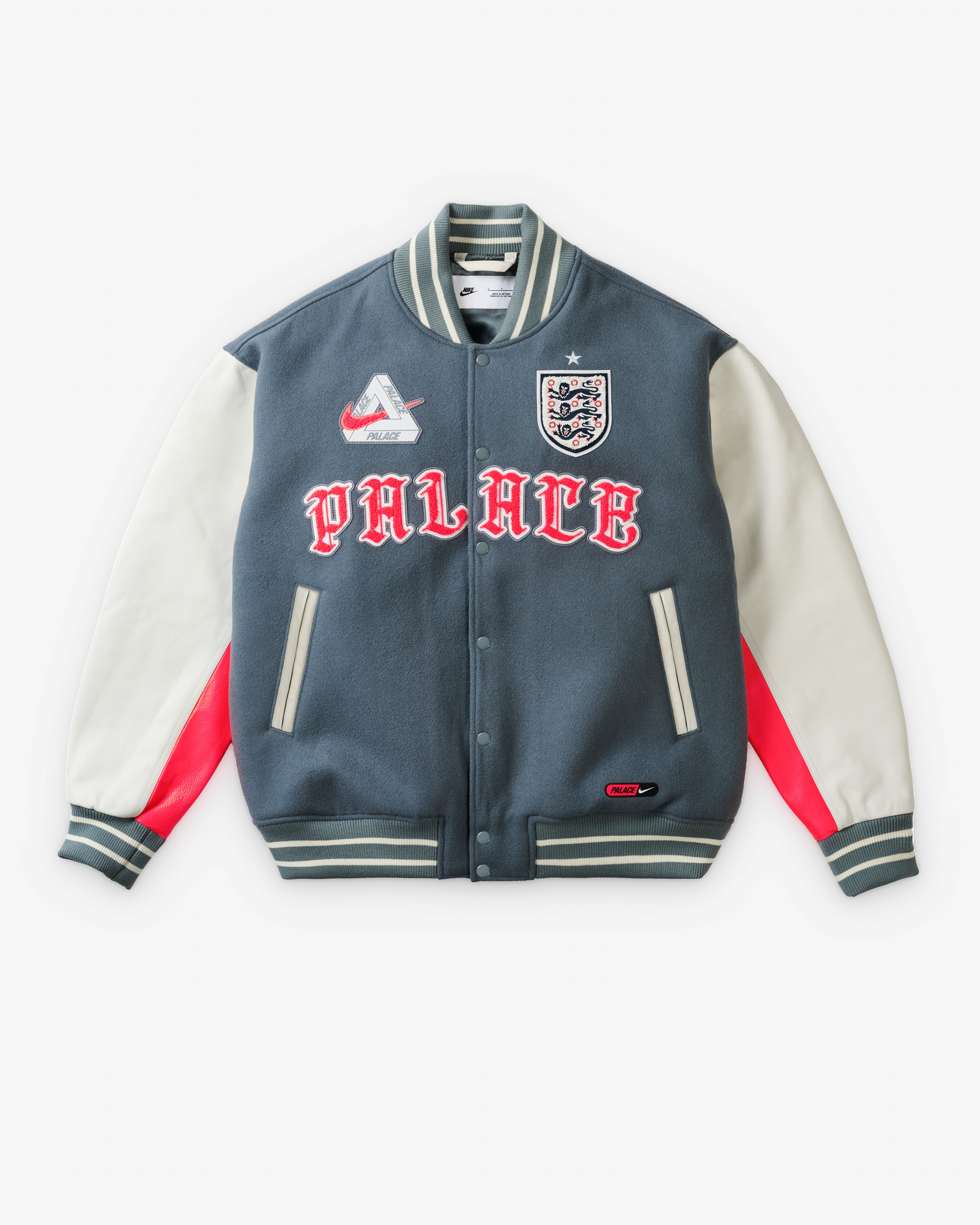 Nike: Men's Palace X England Varsity Jacket (Cool Grey/Bright