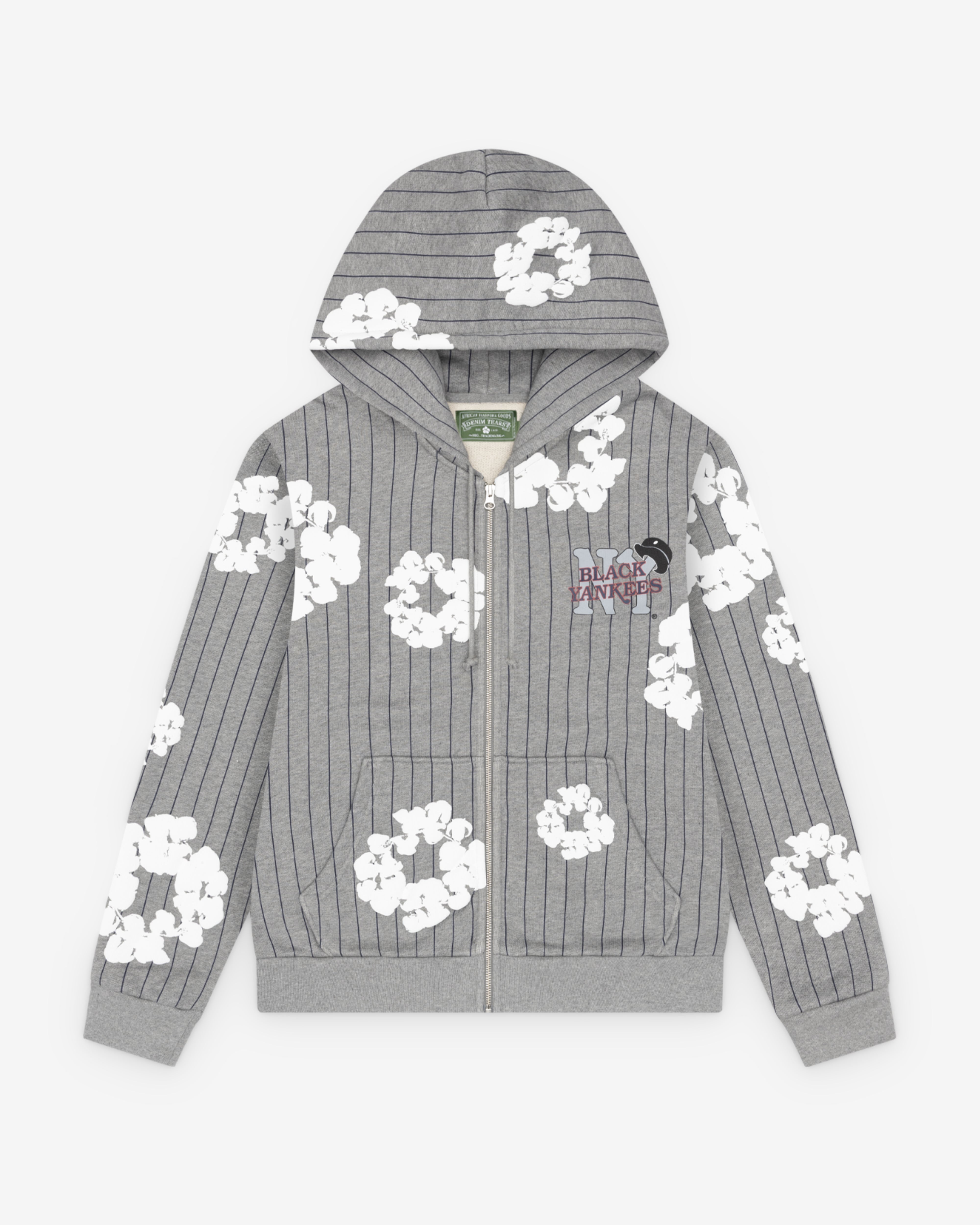 Denim Tears: Men's Pinstripe Wreath Zip Hoodie (Grey) | DSMNY E-SHOP