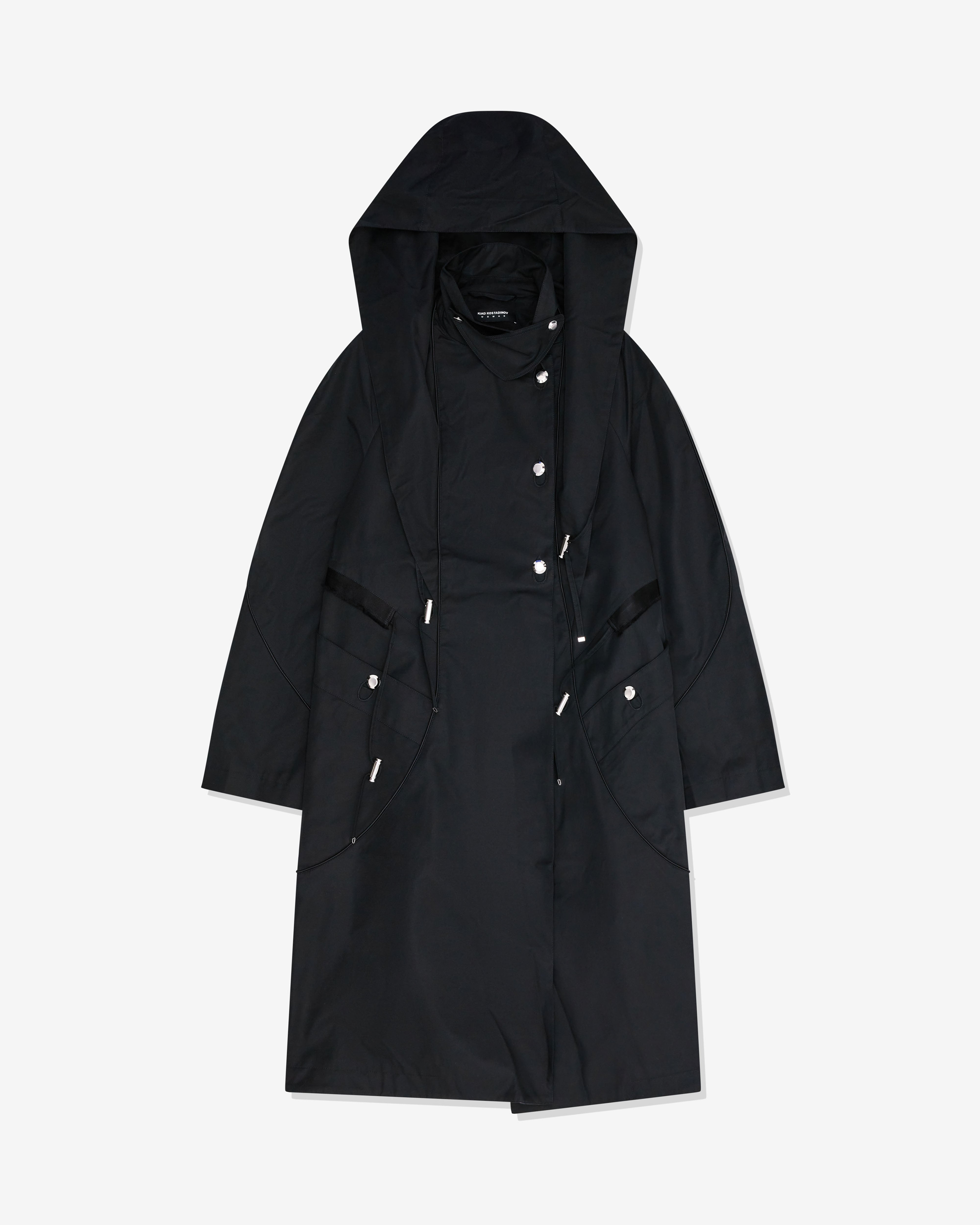 Kiko Kostadinov: Women's Herne Hooded Trench Coat (Matte Black) | DSMNY  E-SHOP