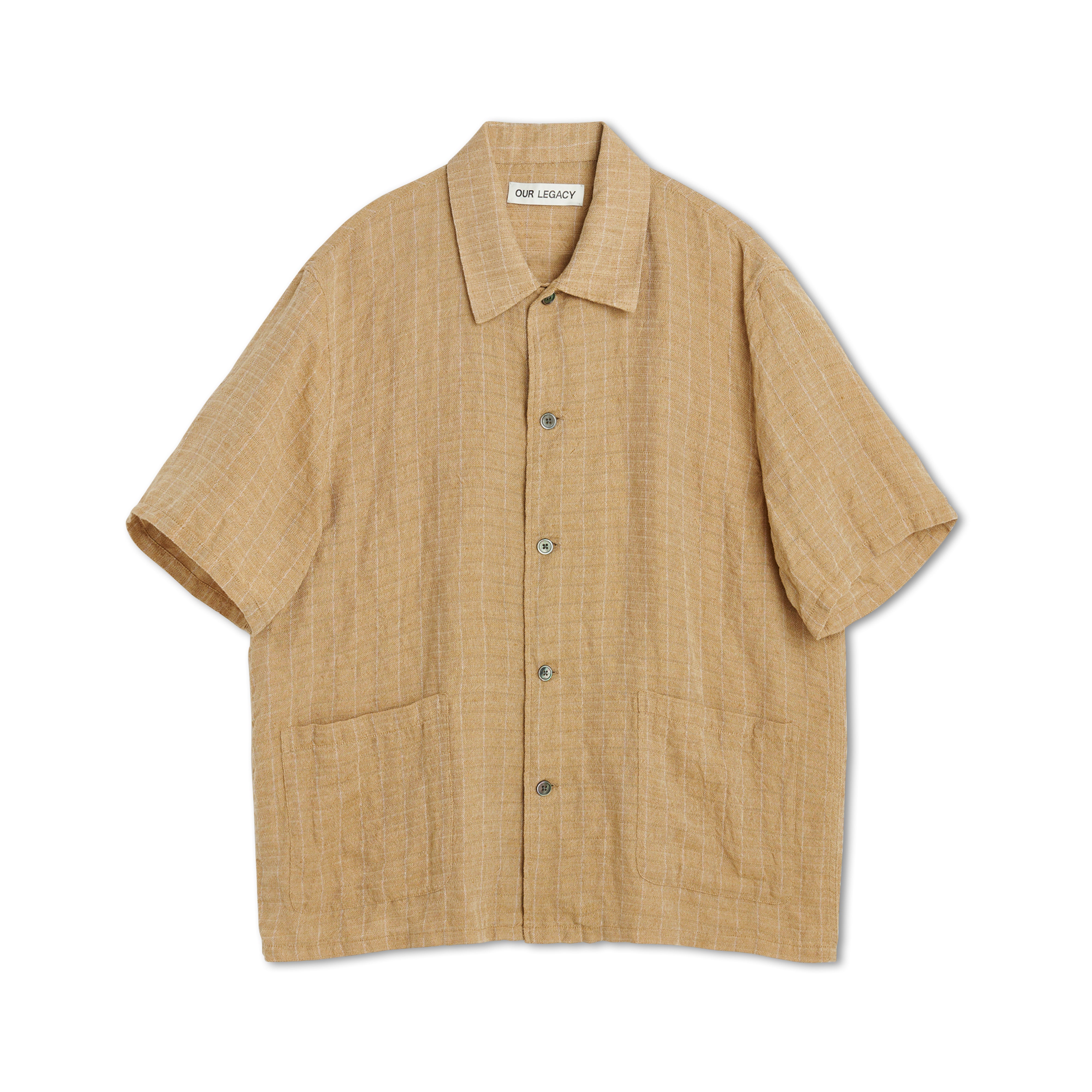 Our Legacy - Men's Elder Shirt Shortsleeve - (Oat Texan Pinstripe