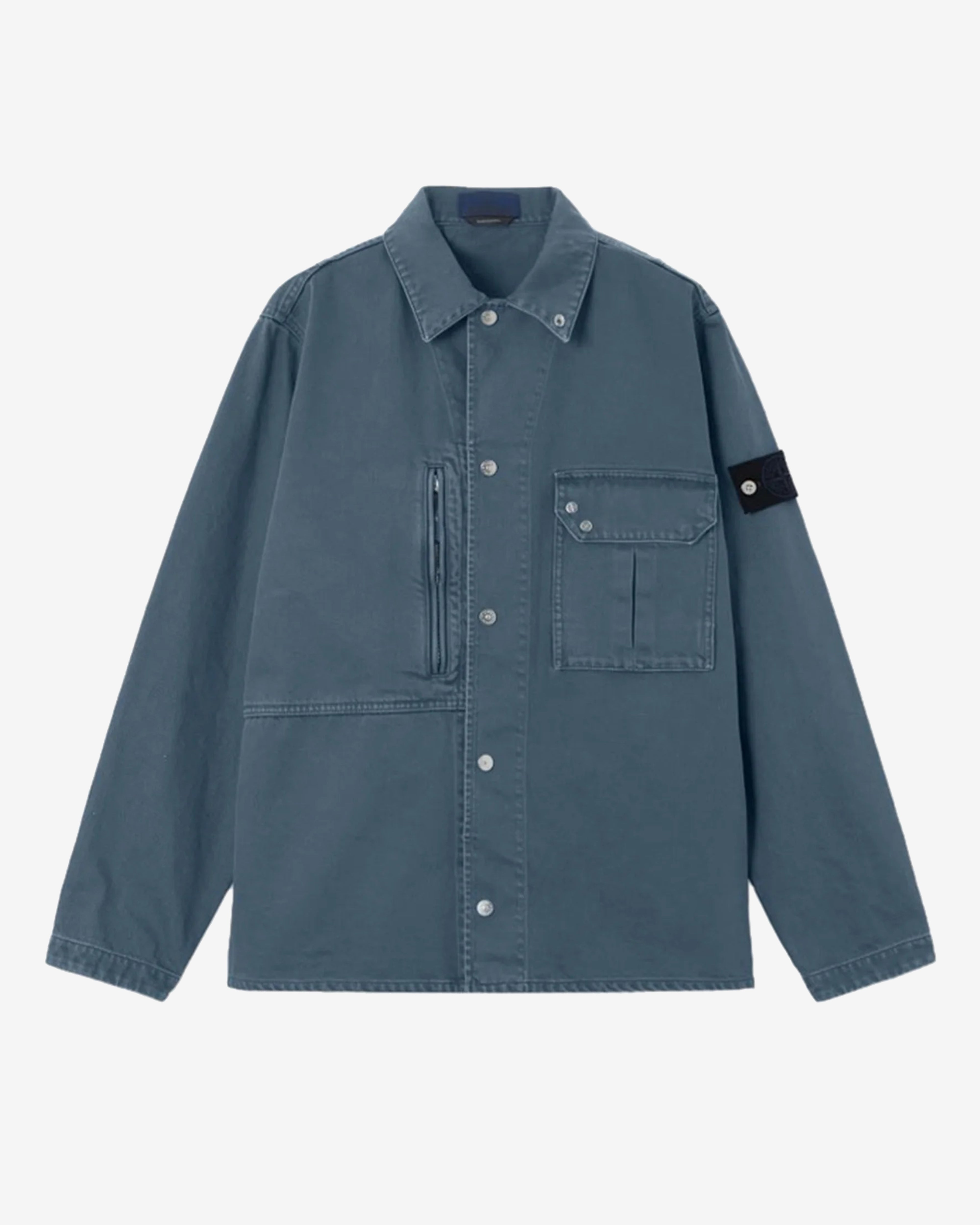 Stone Island: Men's Light Bull Denim Indigo-TC Shirt (Indigo