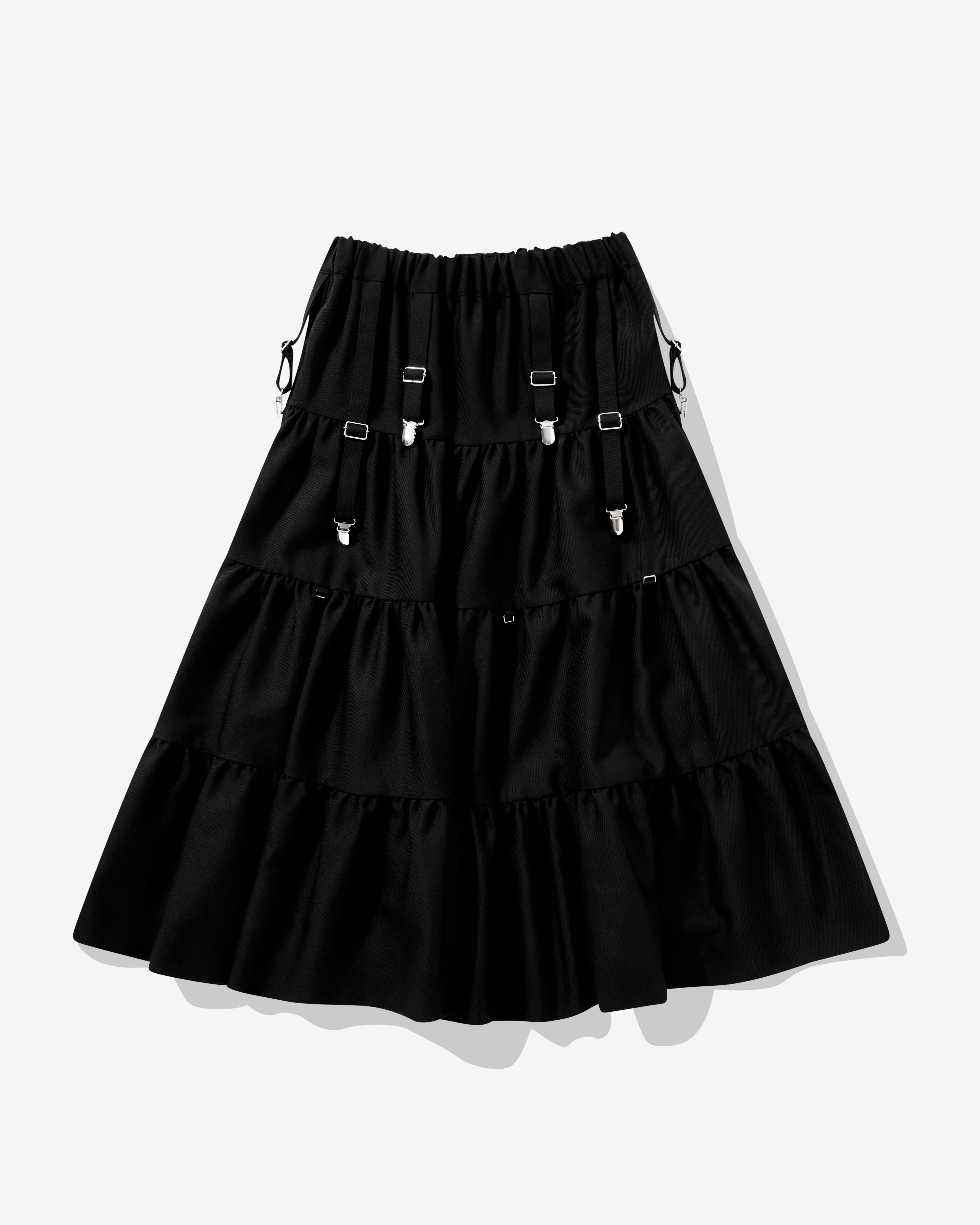 Noir Kei Ninomiya: Women's Wool Gaberdine Tiered Skirt (Black 