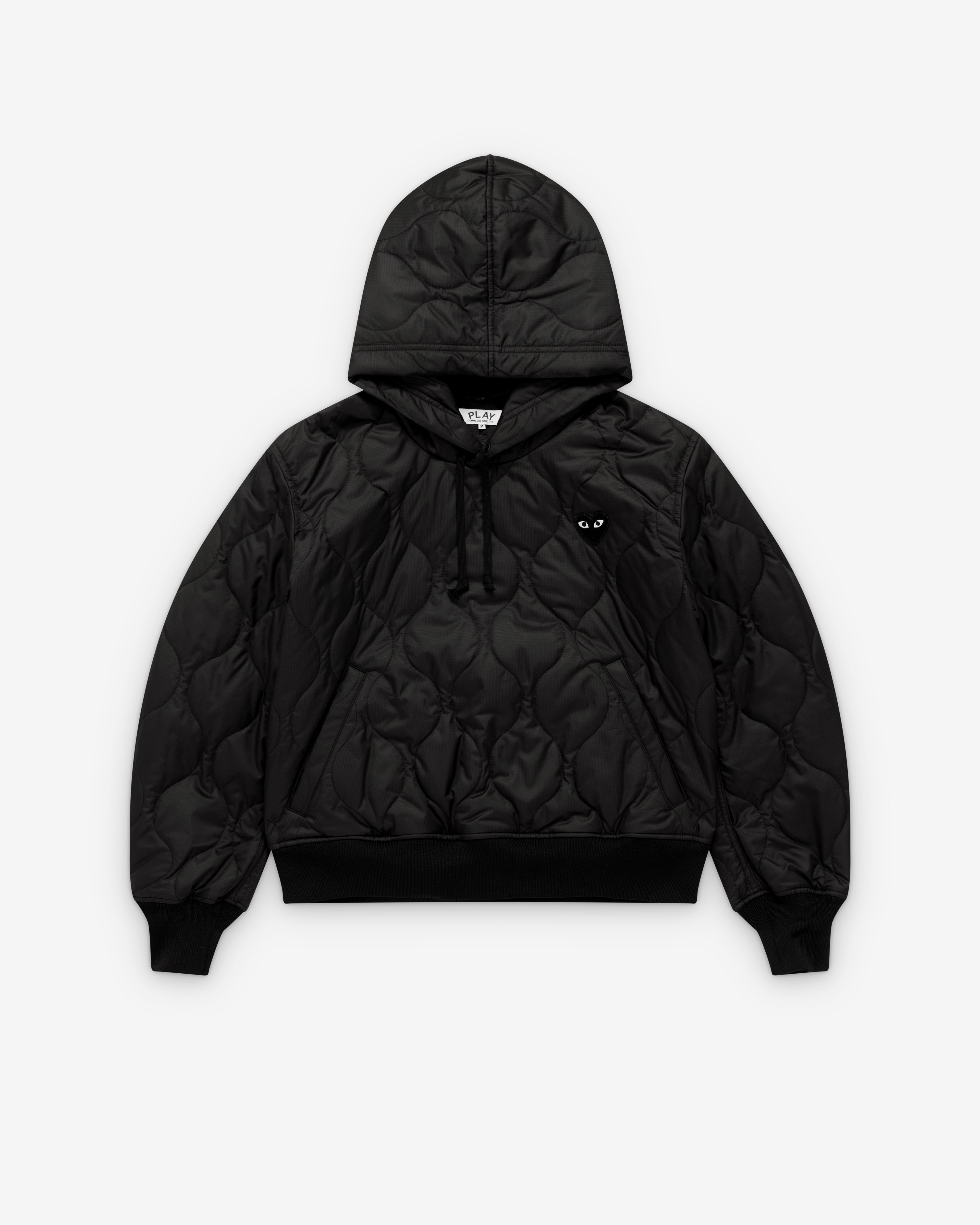 ハート型目デザイン ブラックフードジャケットコムデギャルソン Play: Black Heart Hooded Jacket (Black) | DSMNY E-SHOP