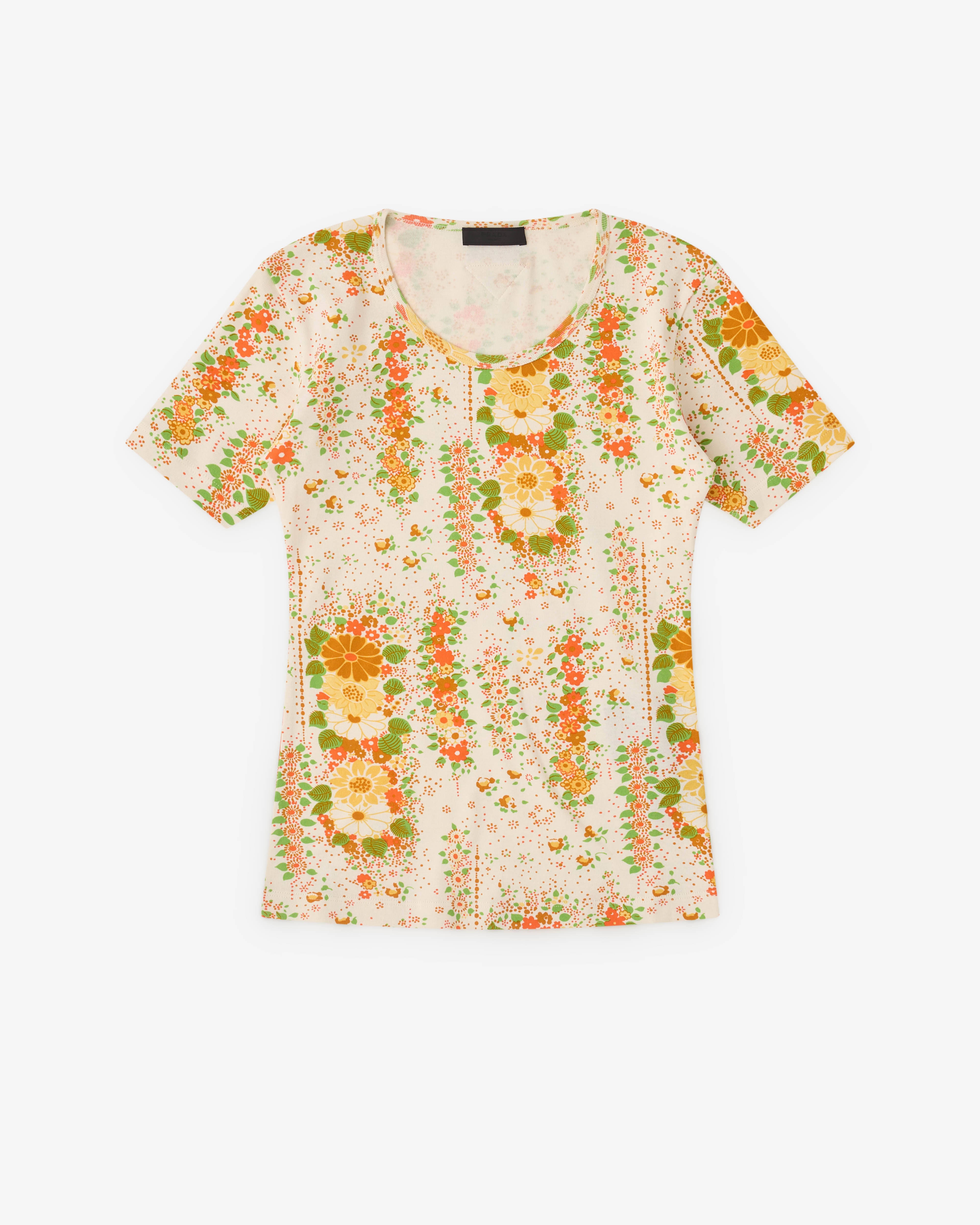 Prada: Men's Floral T-Shirt (Peach/Yellow) | DSMNY E-SHOP