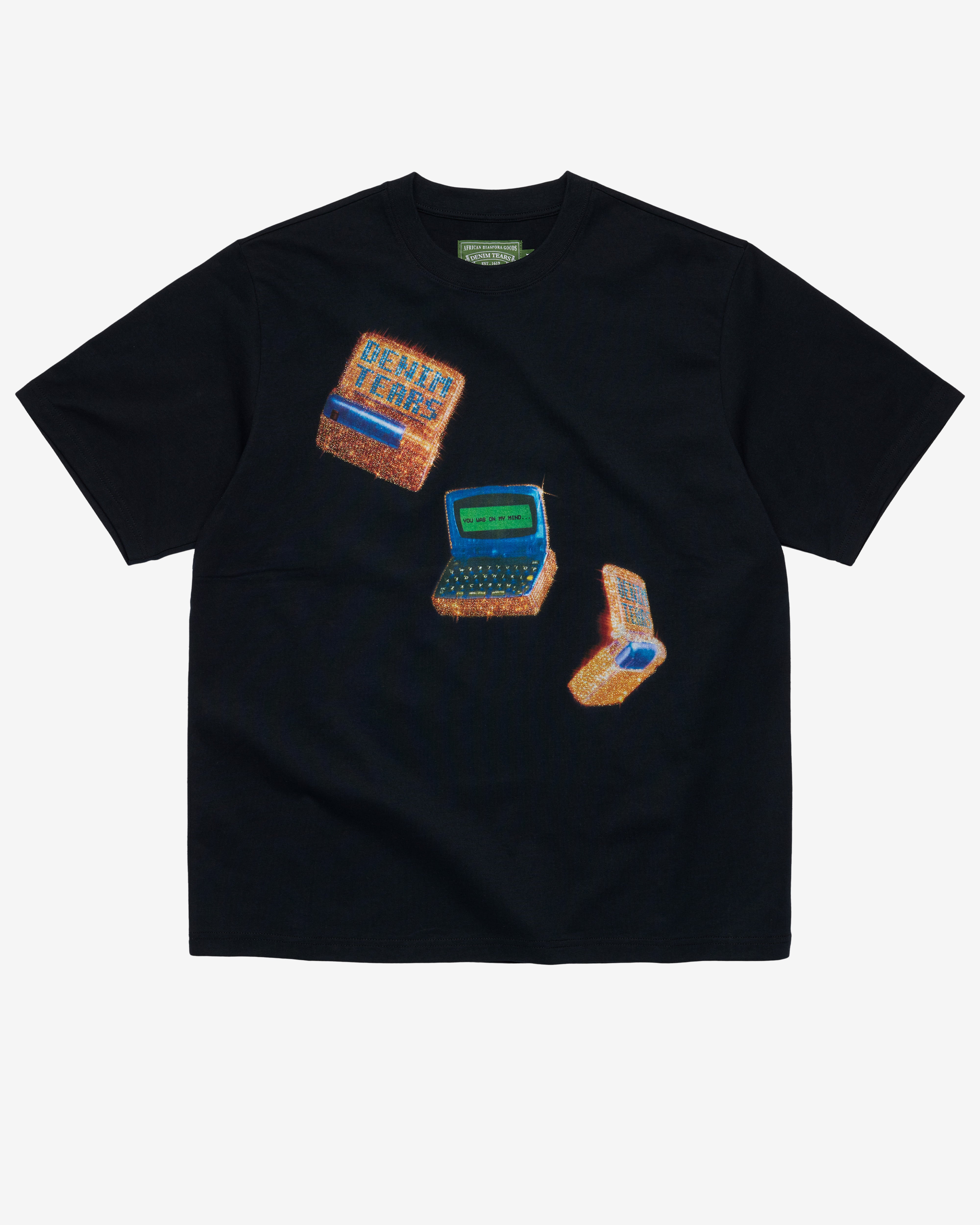 Denim Tears: Men's Pager SS Tee (Black) | DSMNY E-SHOP