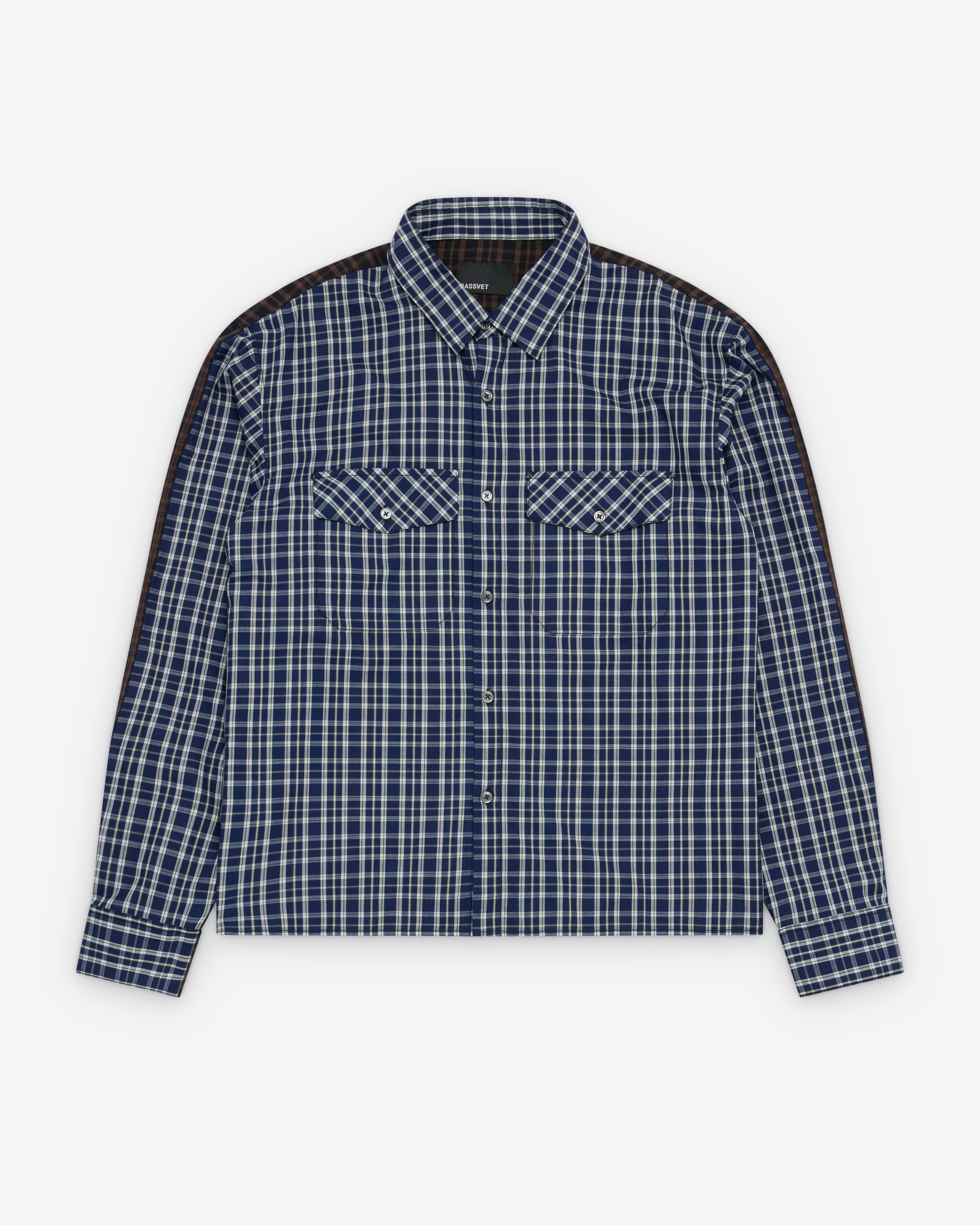 Rassvet: Men's Split Manager Shirt (Blue/Brown) | DSMNY E-SHOP