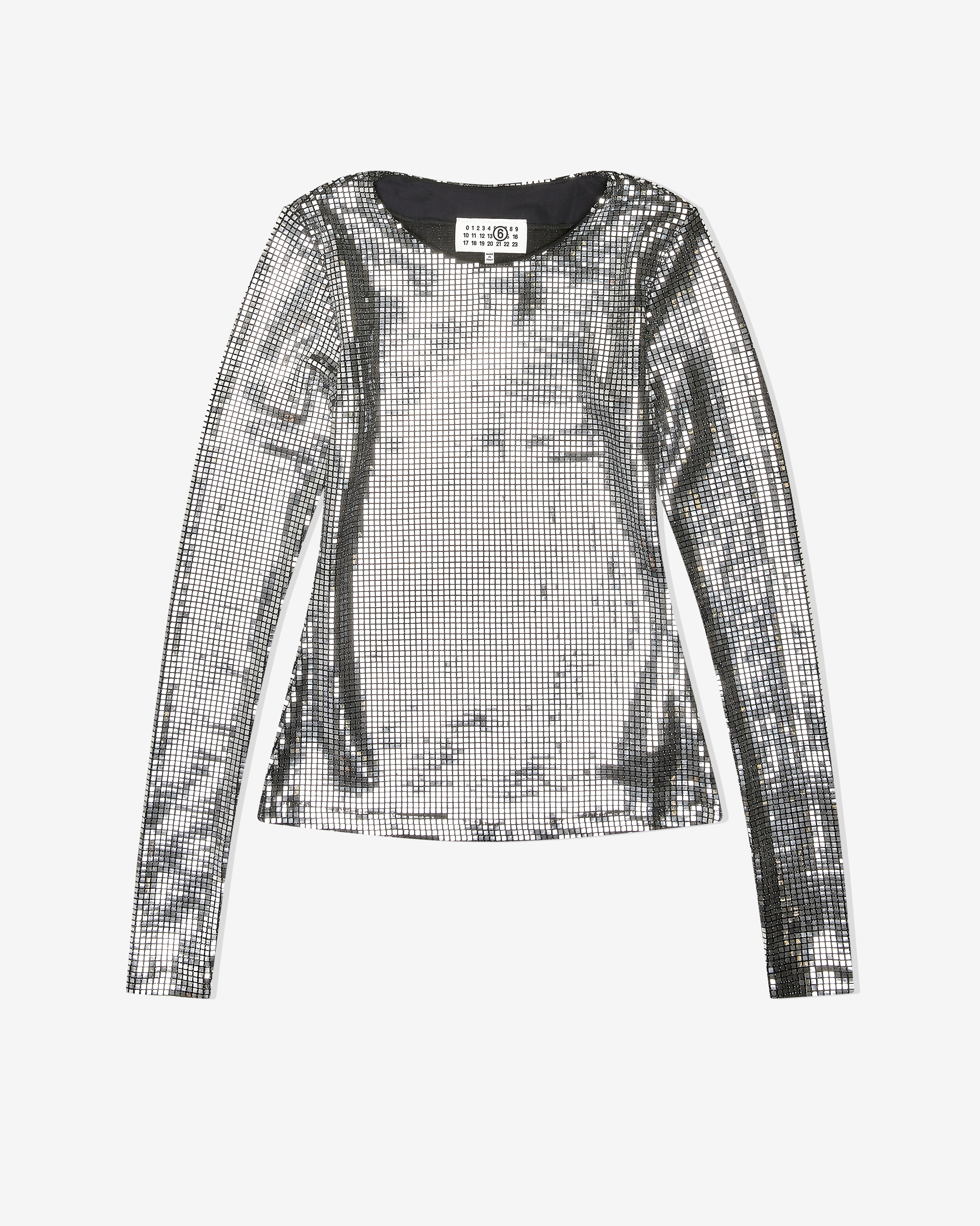 MM6 Maison Margiela: Women's Metallic Long-Sleeved Top (Silver