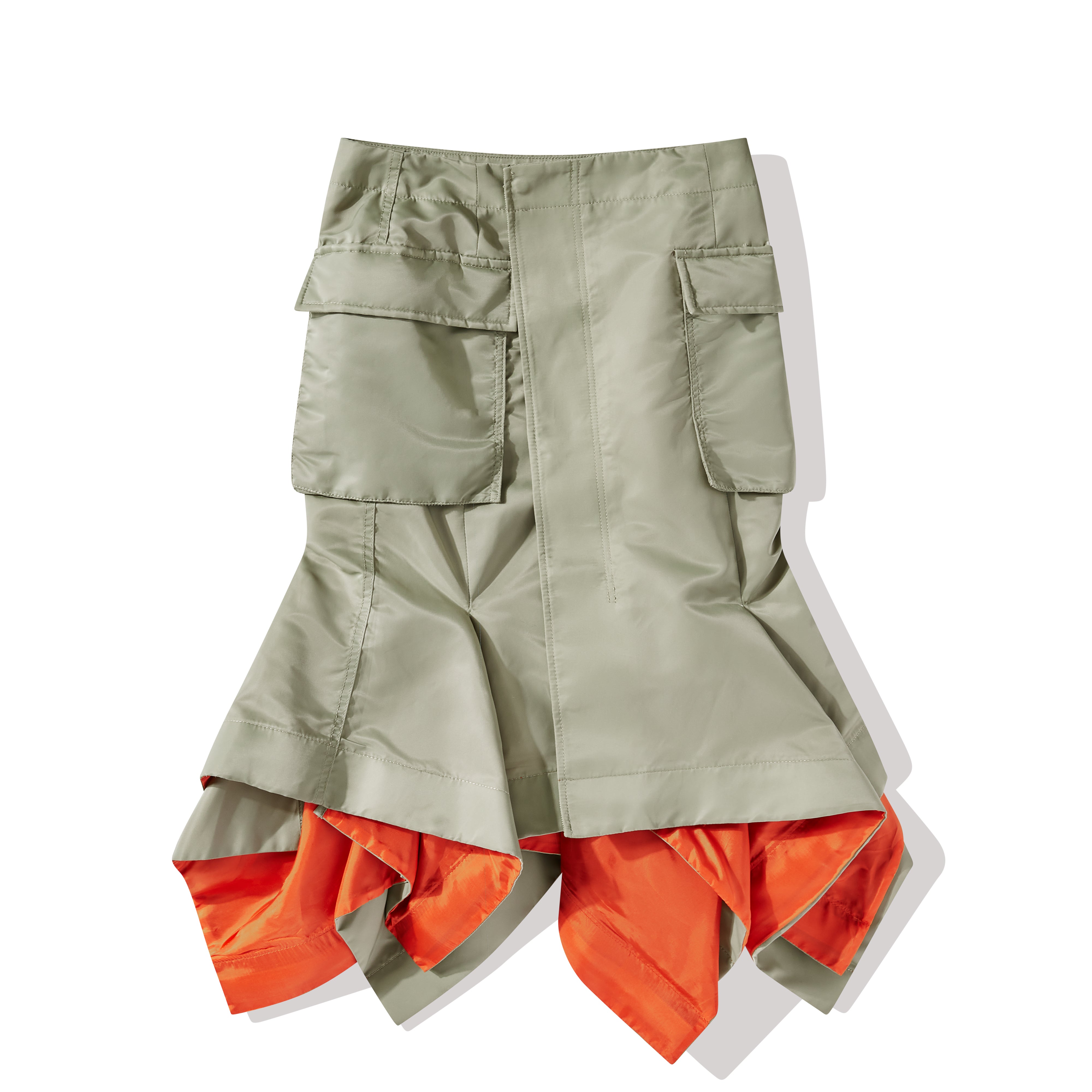 sacai: Women's Nylon Twill Skirt (Khaki) | DSMNY E-SHOP