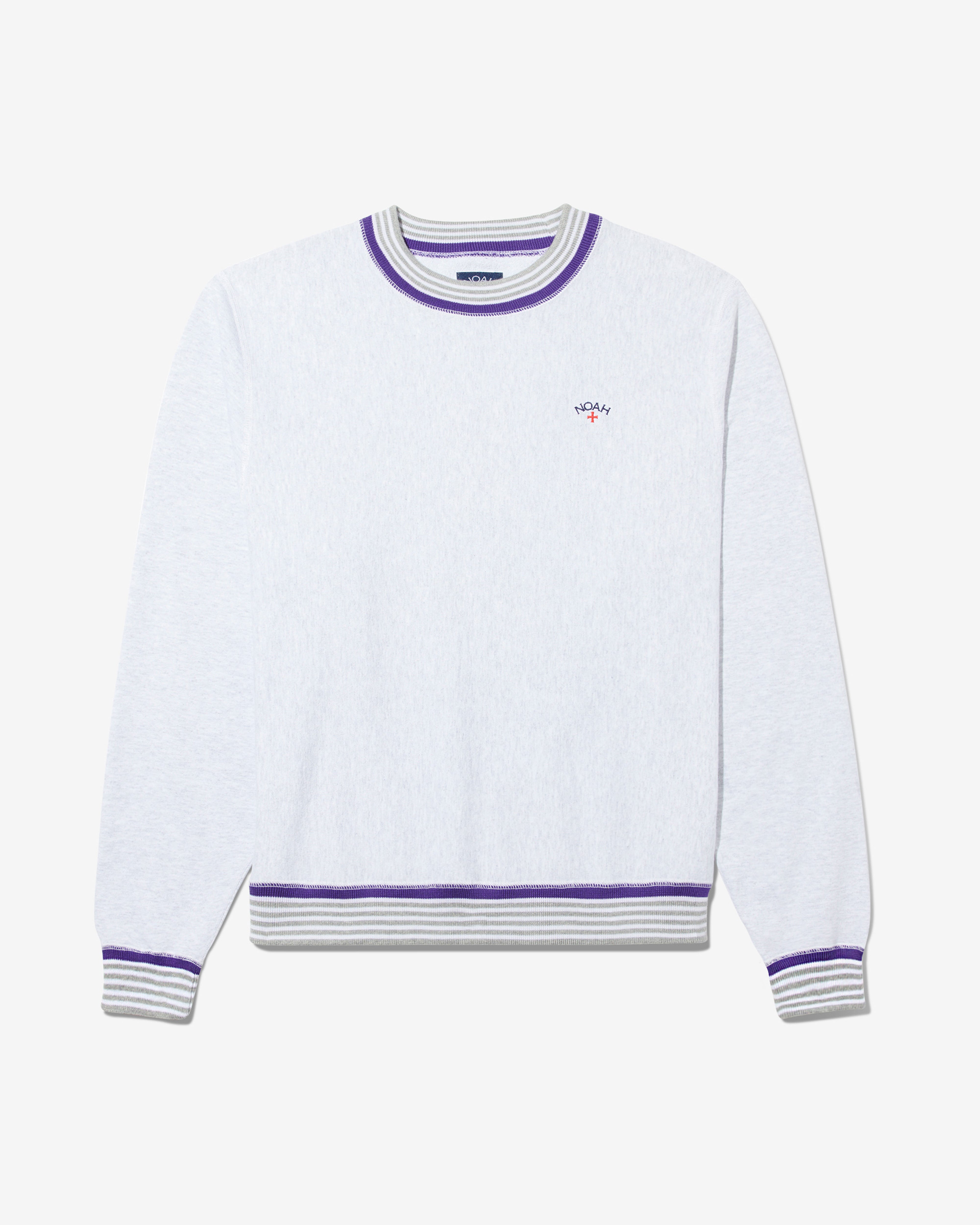 Noah - Men's Striped Rib Crewneck - (Ash Heather)