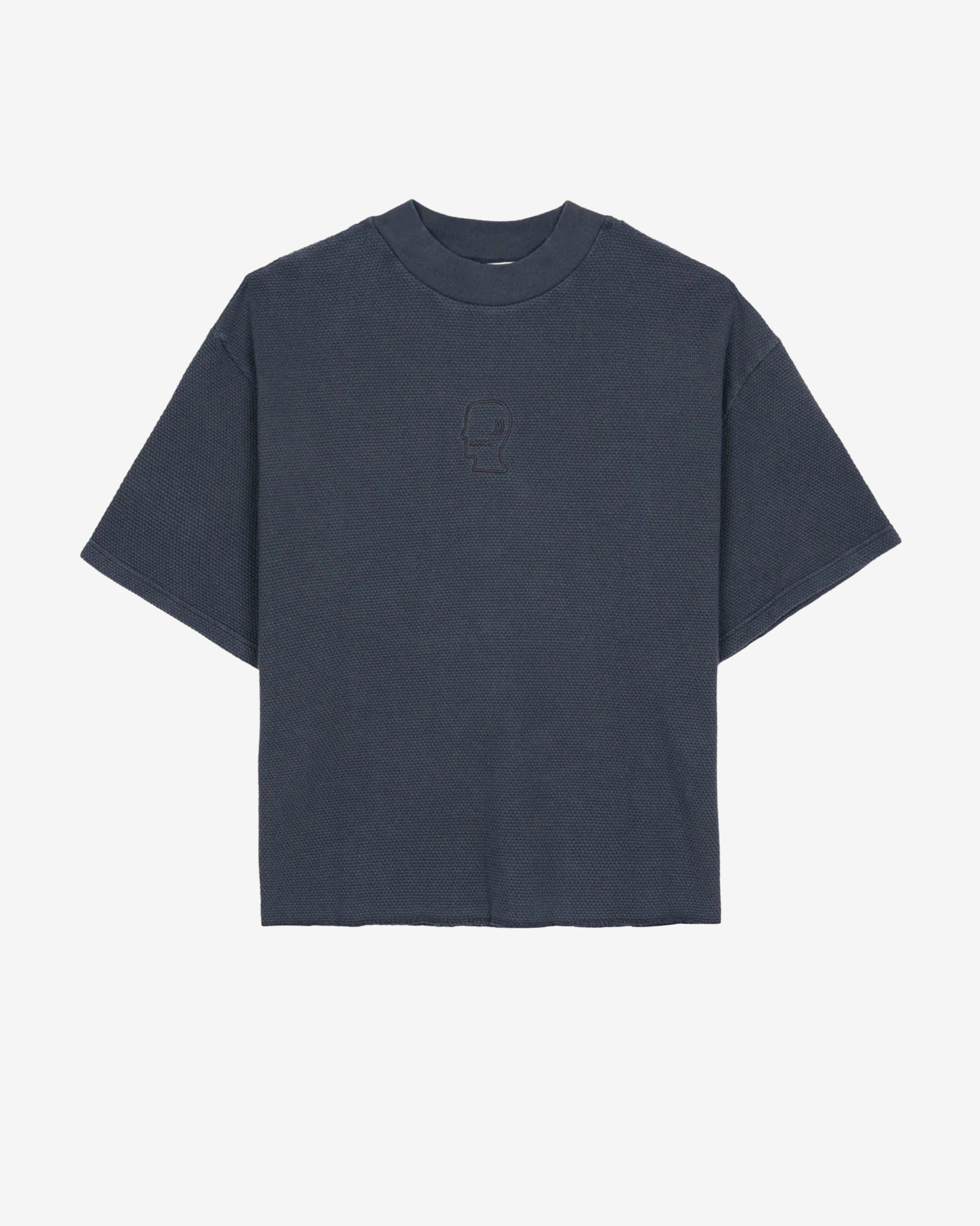 Brain Dead: Men's Boxy Thermal Mock Neck T-Shirt (Slate) | DSMNY E
