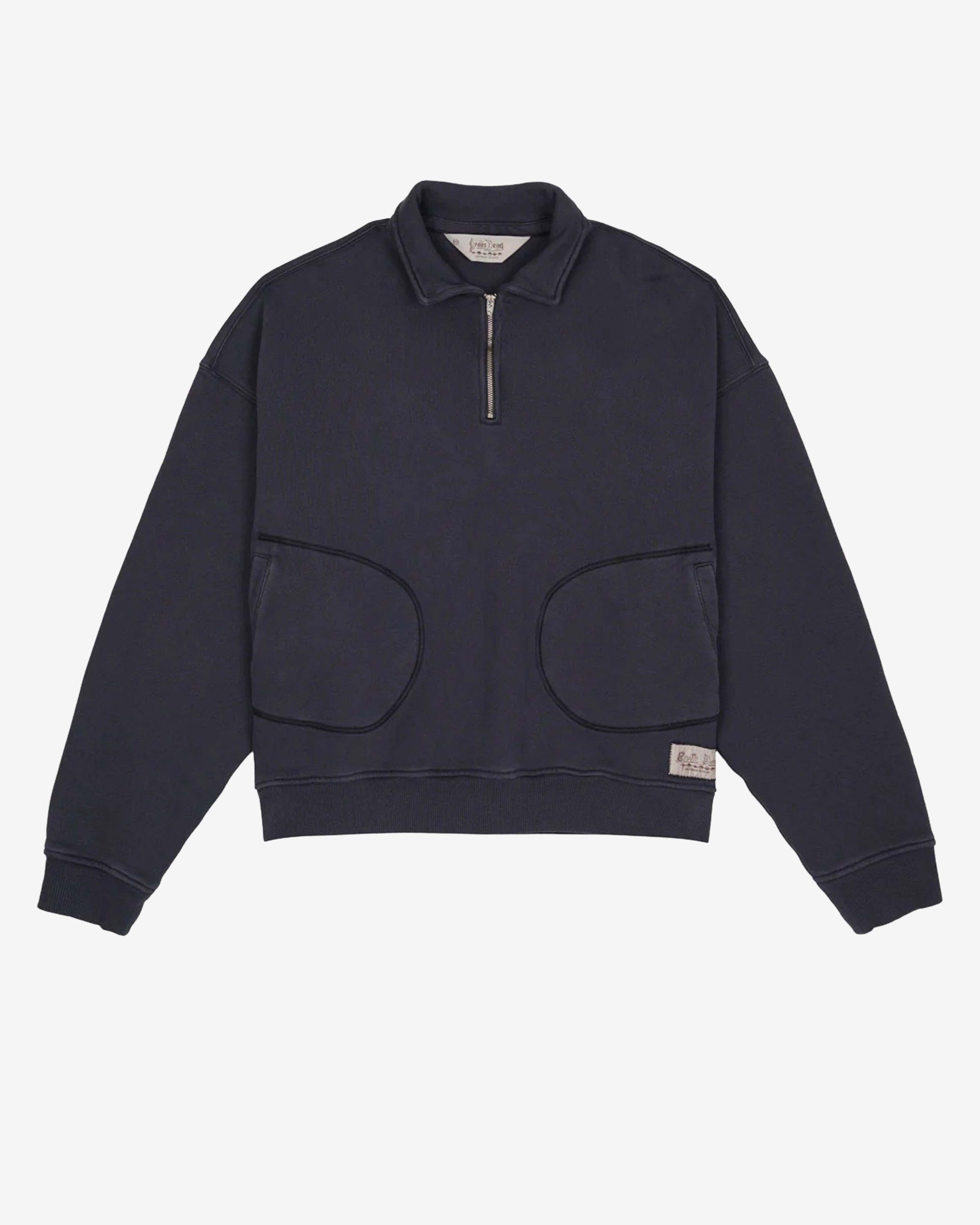 Brain Dead: Men's Half Zip Collared Sweatshirt (Black) | DSMNY E-SHOP