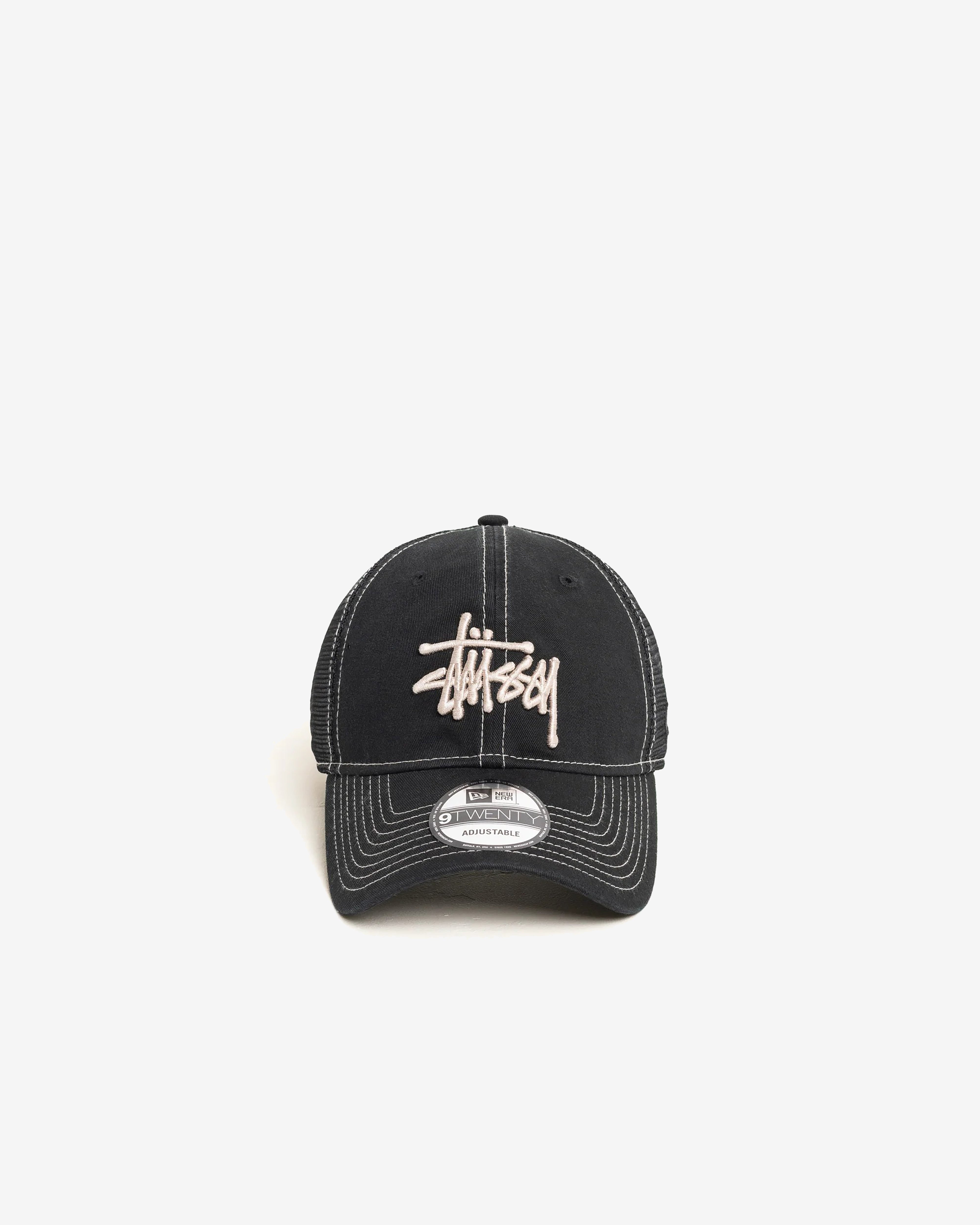 Stüssy: Men's Washed Basic Trucker Hat 9Twenty (Black) | DSMNY E-SHOP