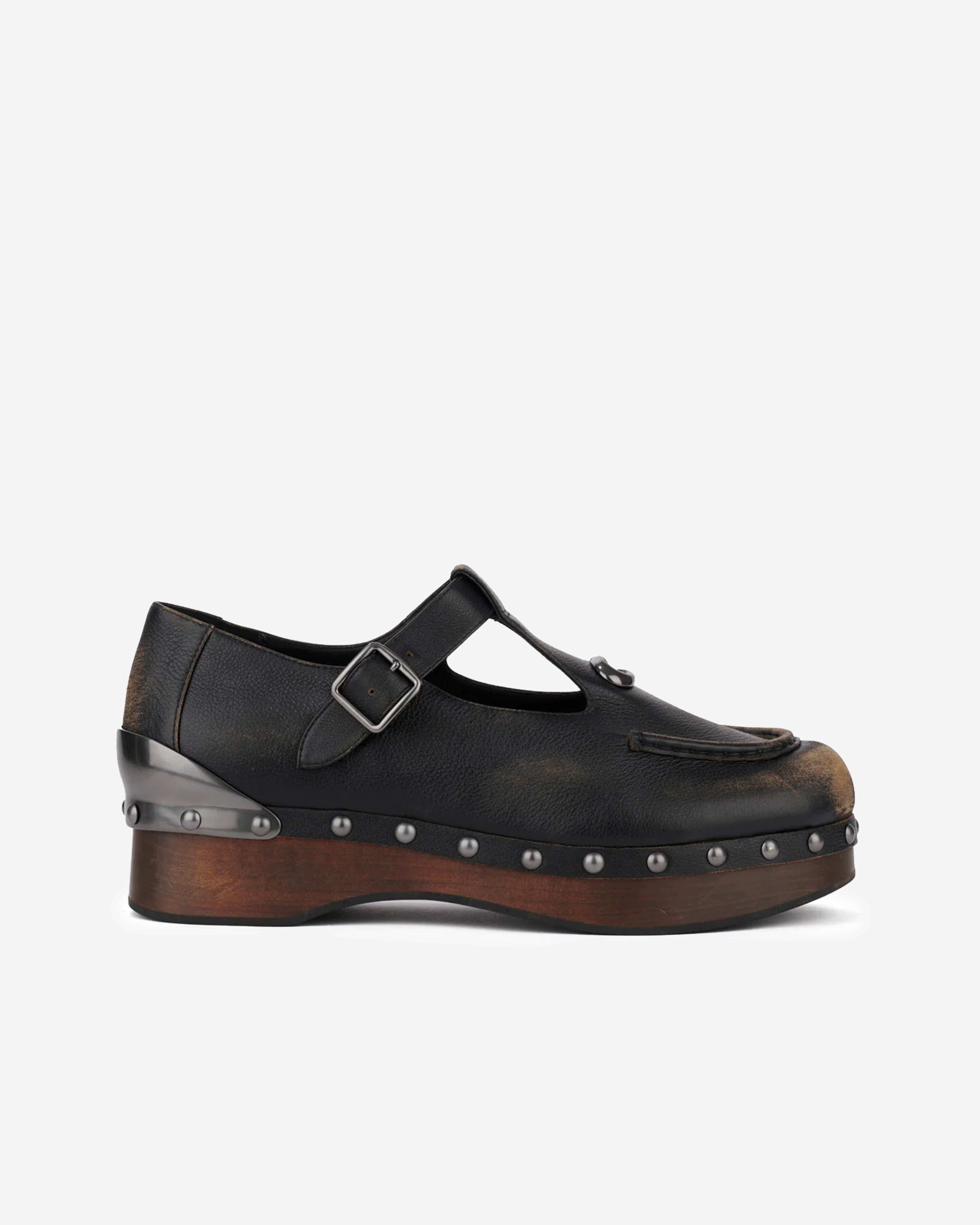 Brain Dead: Women's Coach Leather Wooden Mary Jane (Black) | DSMNY