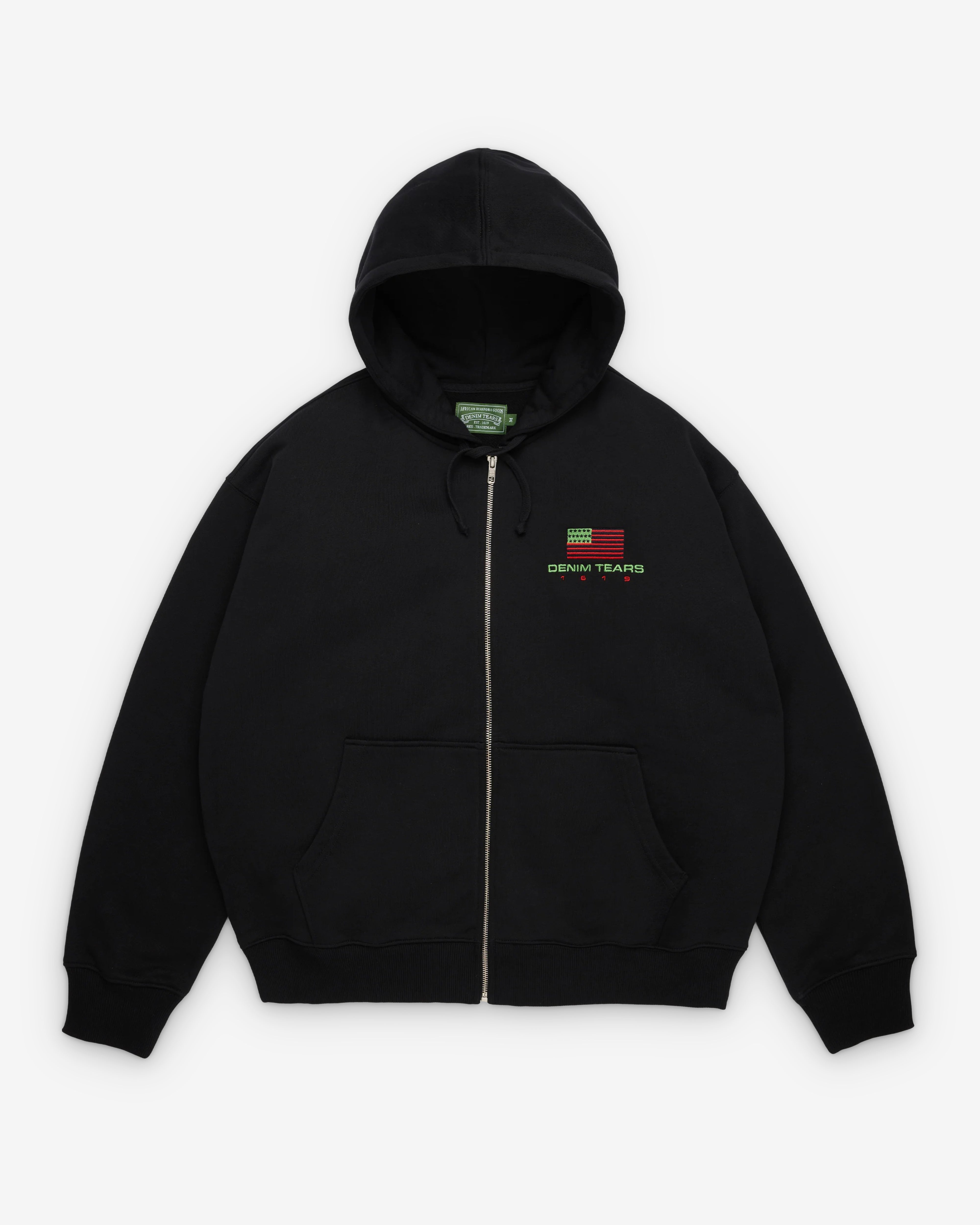 GARA × blackmeans QUILT STOLE Denim Tears: Men's Pan African Zip Hoodie (Black) | DSMNY E-SHOP