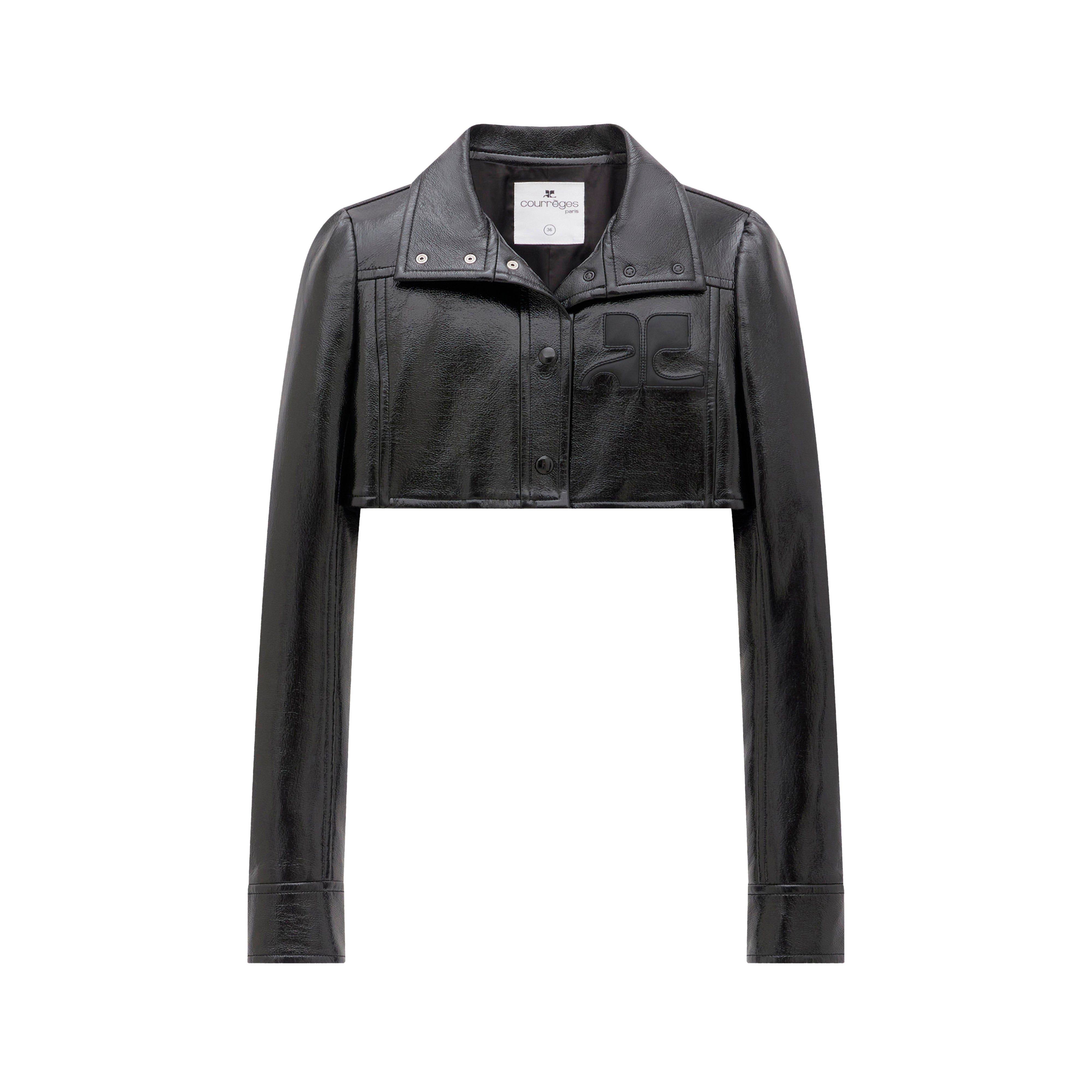 Buy Courreges Black Iconic Vinyl Cropped Jacket for Women in UAE