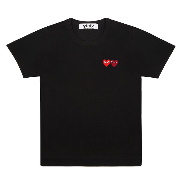 Play Comme des Garçons - T-Shirt with Double Heart - (Black)