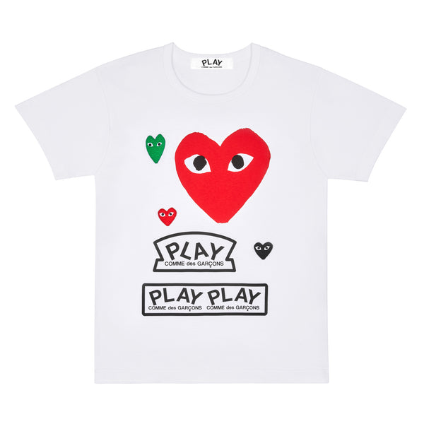 Play Comme des Garçons - Logo T-Shirt with Red Heart - (White)