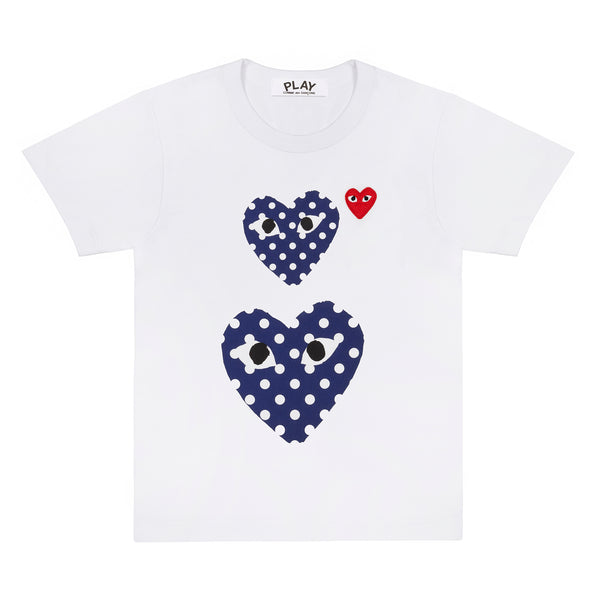 Play Comme des Garçons - Polka Dot Double Heart T-Shirt - (White)