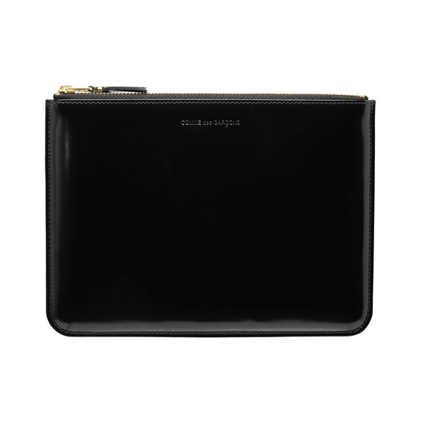 CDG Wallet - Mirror Inside Large Zip Pouch - (Black/Silver SA5100MI)