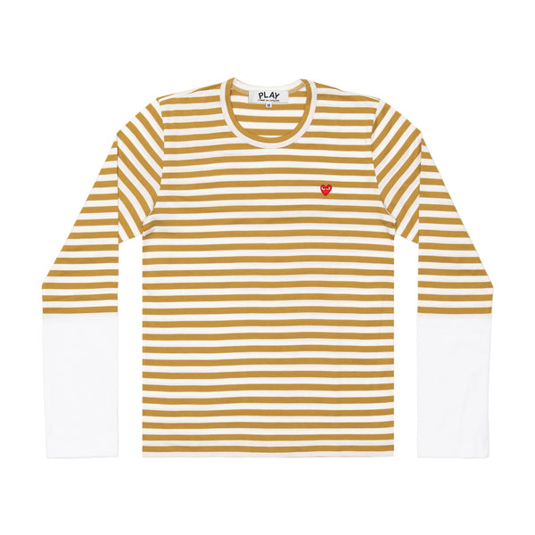 Play Comme des Garçons - Stripe White T-Shirt - (Mustard)