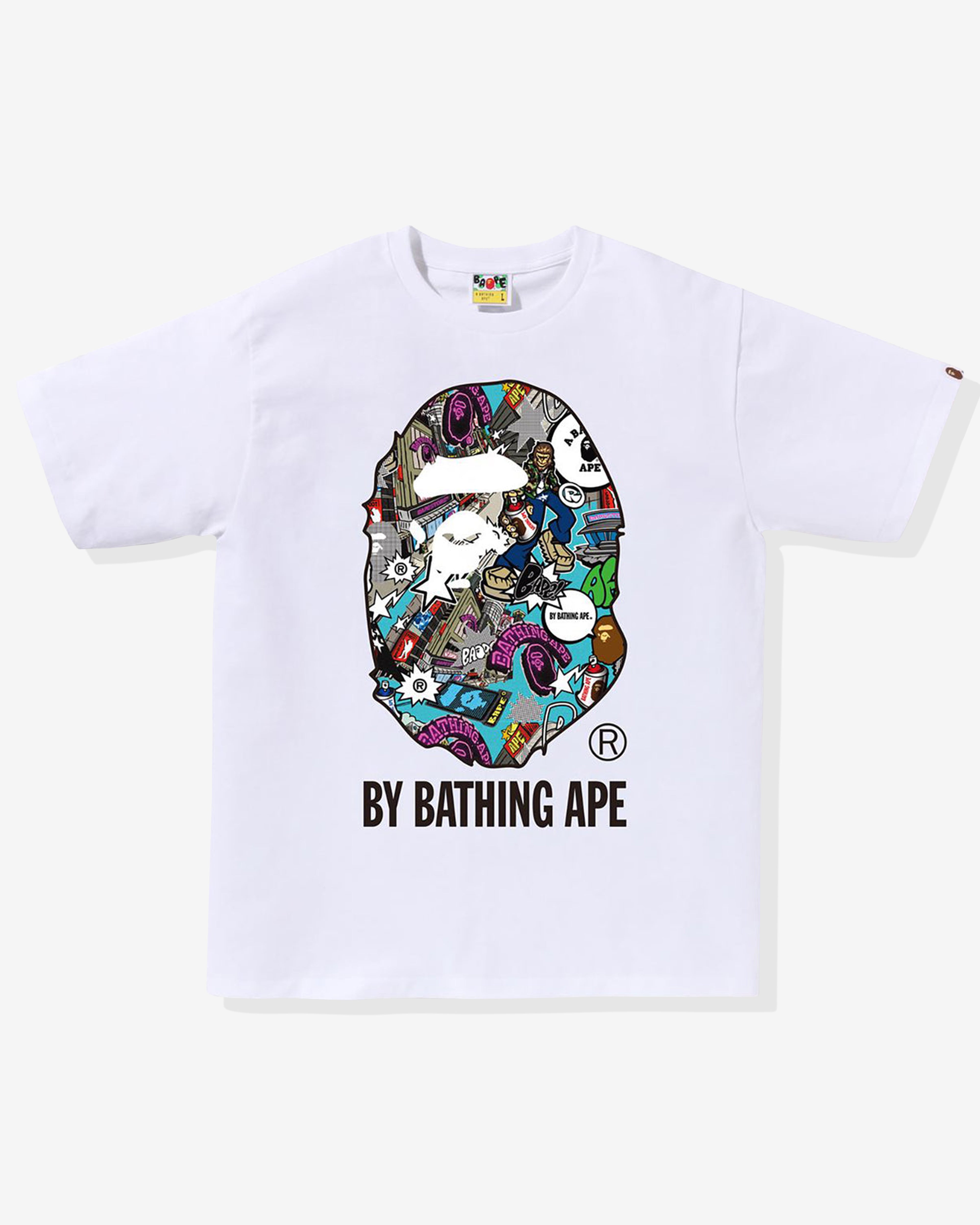 A Bathing Ape®: Men's Comic Art Ape Head T-Shirt (White) | DSMNY E 