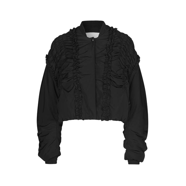 Cecilie Bahnsen - Women's Smocked Bomber Jacket with Ruffles - (Black)