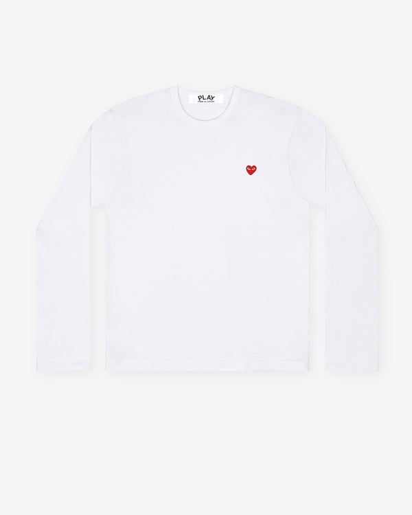 Play Comme des Garçons - Small Red Heart Long Sleeve T-Shirt - (White)