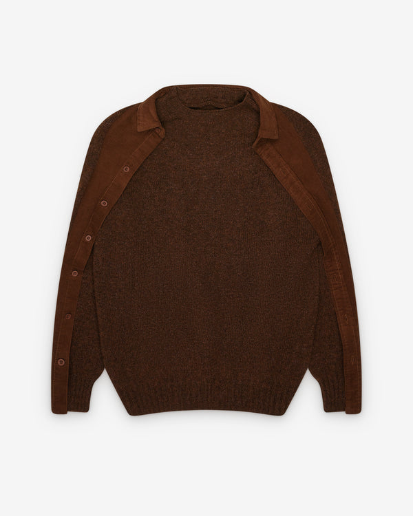 Bless - Women's Cardigan-Detail Sweater - (Brown)