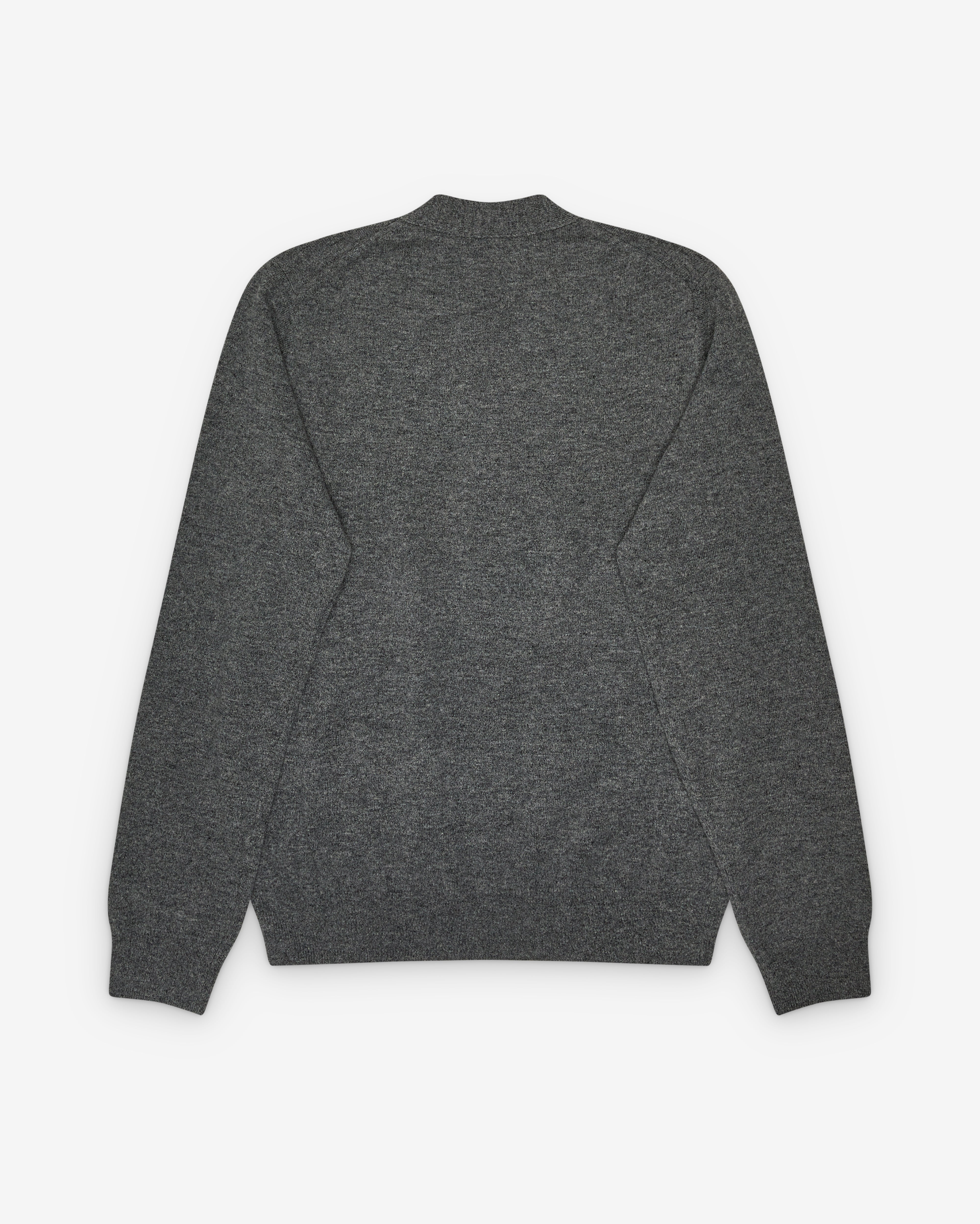 CDG Shirt Forever: Men's V-Neck Lambswool Cardigan (Grey) | DSMNY