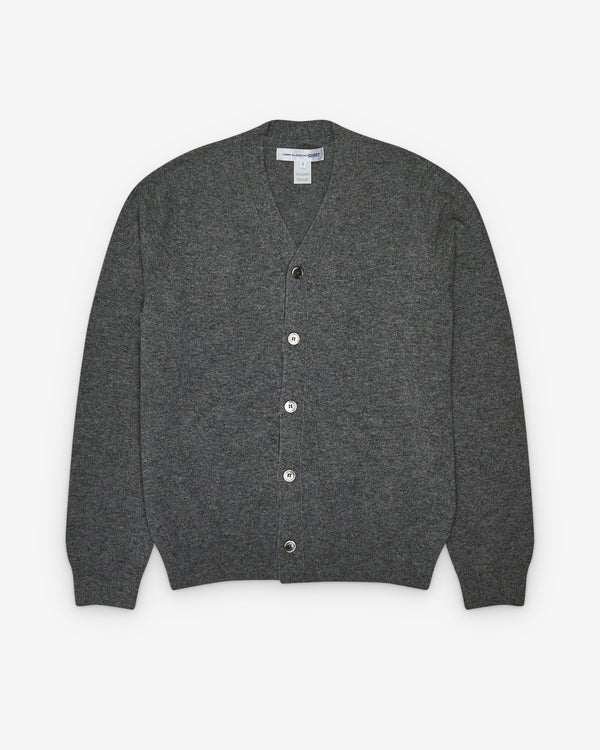 CDG Shirt Forever - Men's V-Neck Lambswool Cardigan - (Grey)