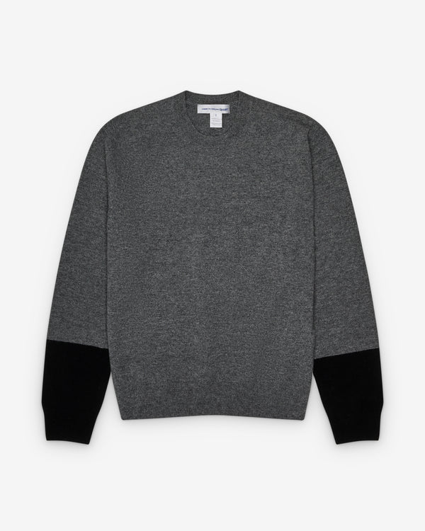 CDG Shirt Forever - Men's Round Neck Contrast Jumper - (Grey/Black)