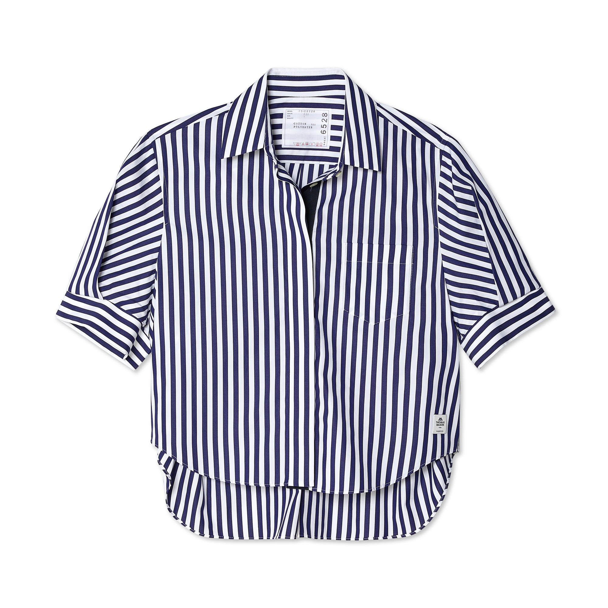 Sacai - Women's Cotton Poplin Shirt - (Navy Stripe) view 1