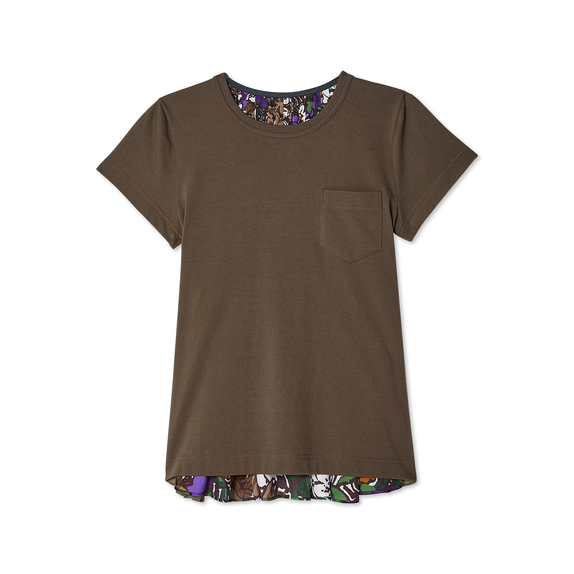 sacai - Women's Floral Print T-Shirt - (Brown/Purple) view 1