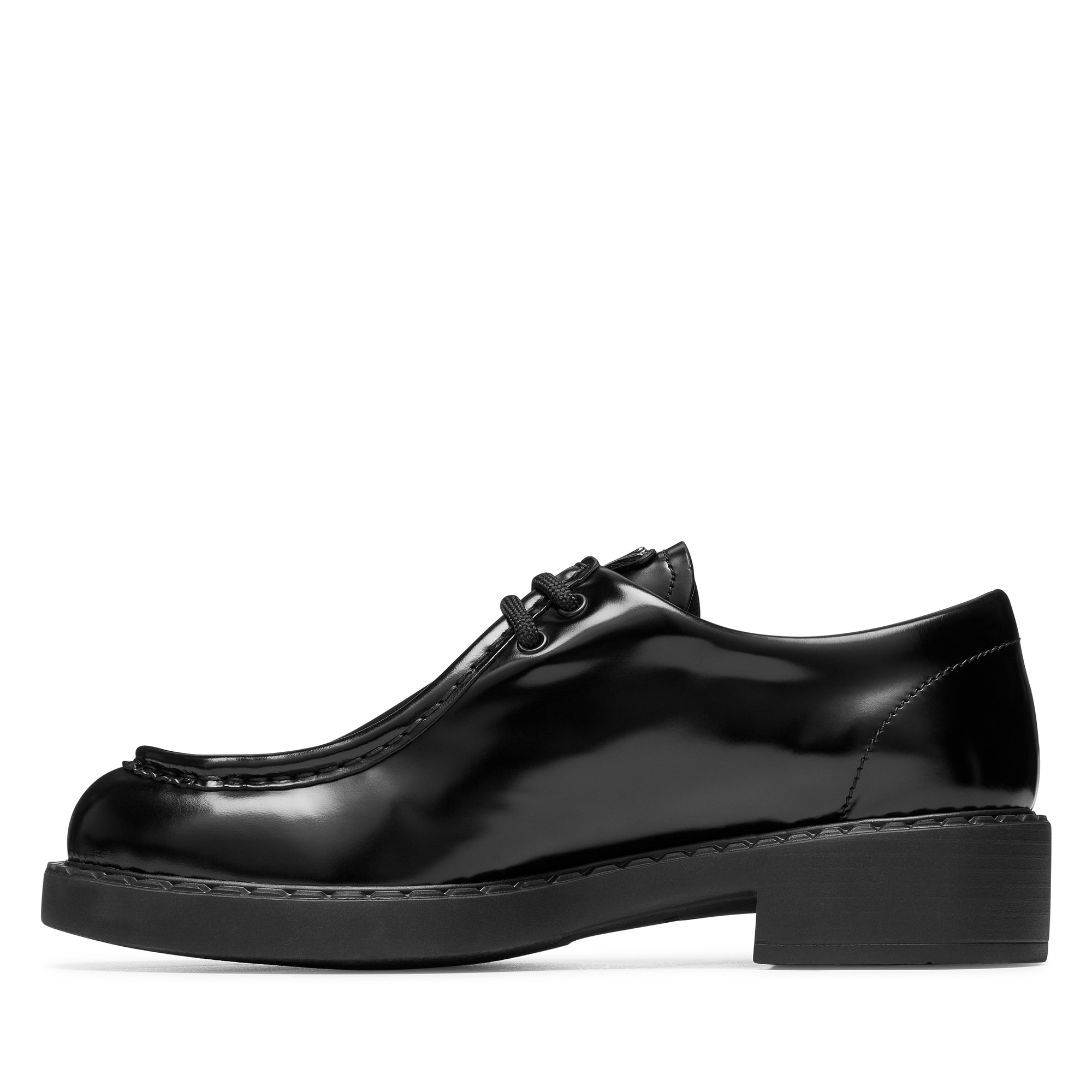 Prada: Women's Brushed Leather Lace-Up Shoes (Nero)