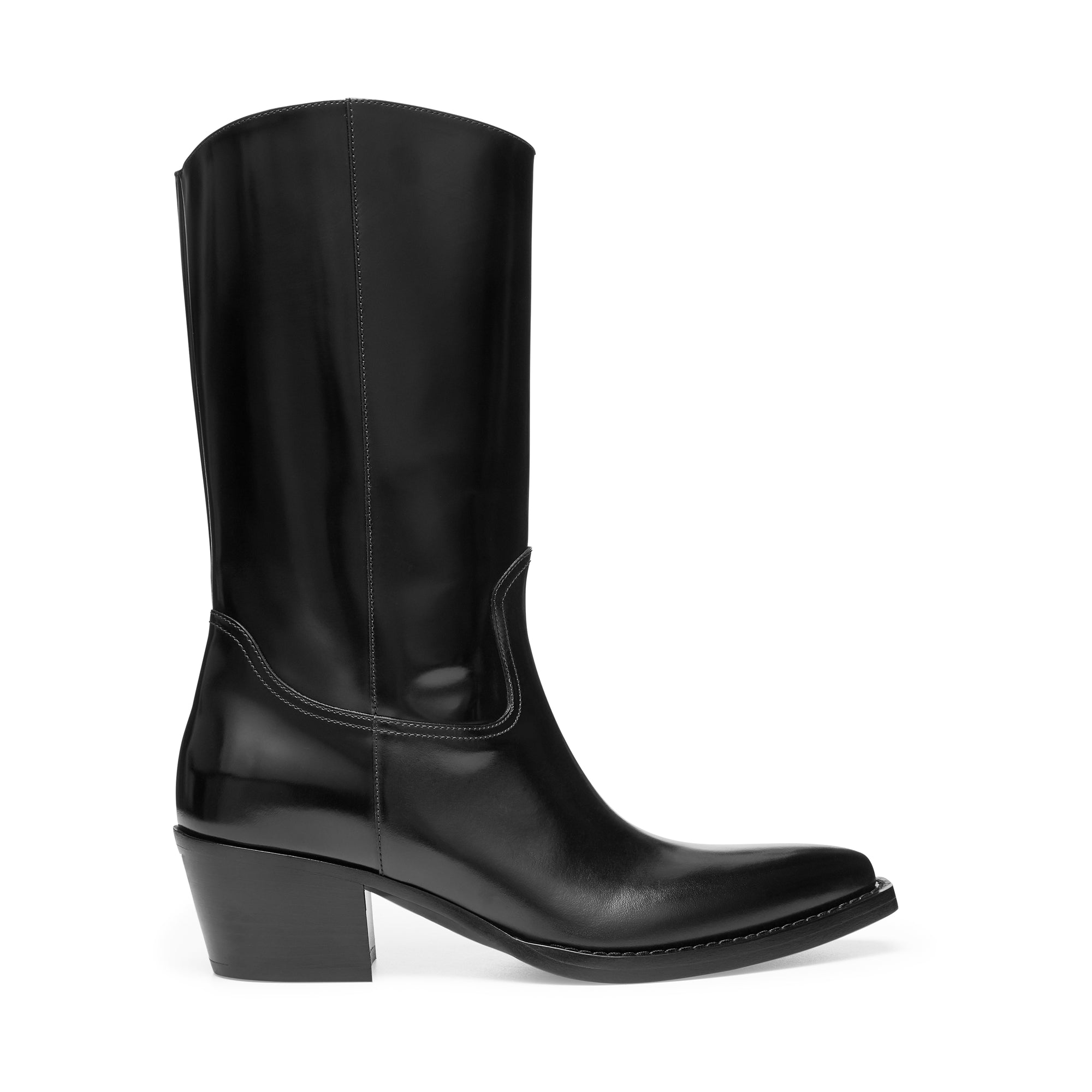 Prada - Women's Brushed Leather Camperos Boots - (Black) view 1