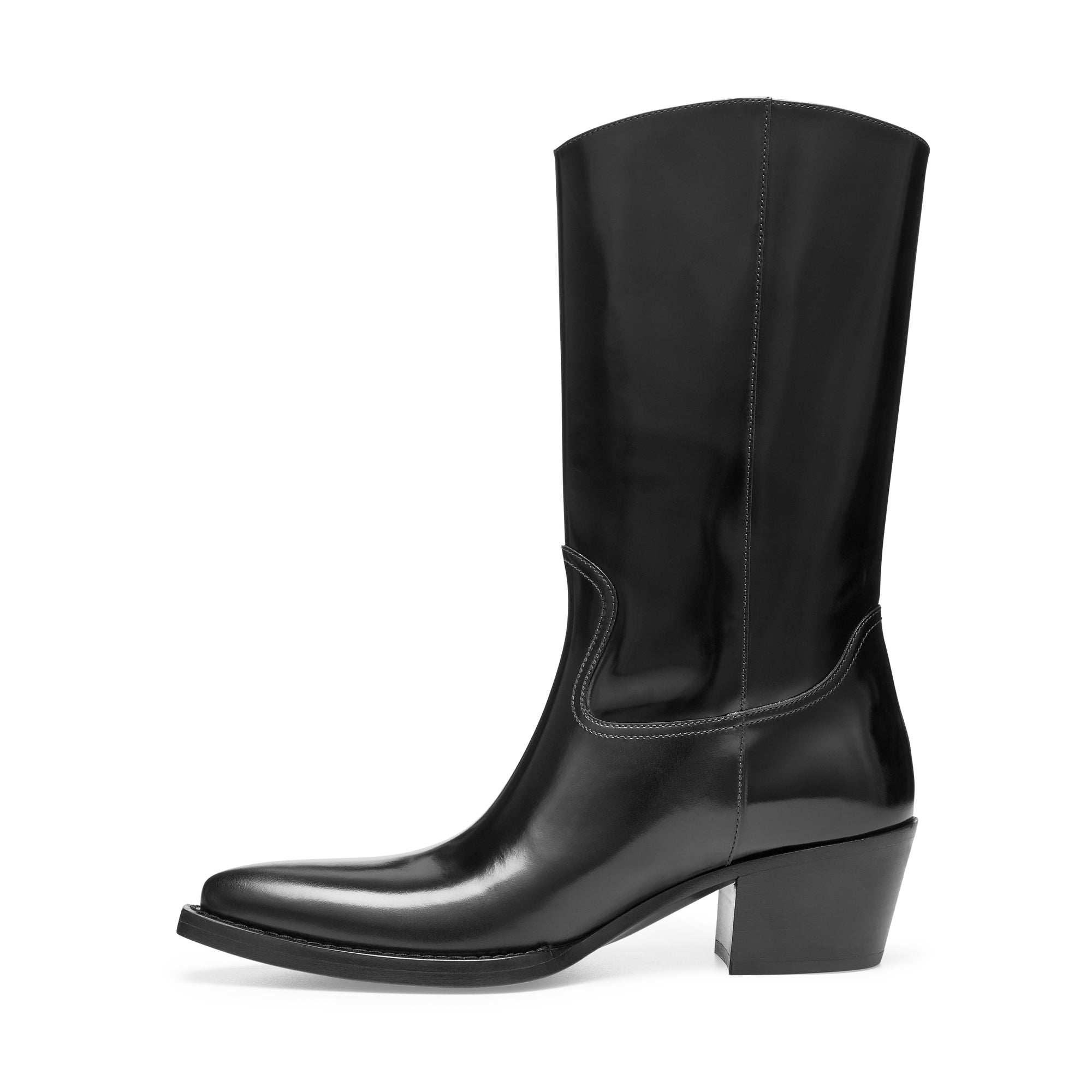 Prada - Women's Brushed Leather Camperos Boots - (Black) view 2
