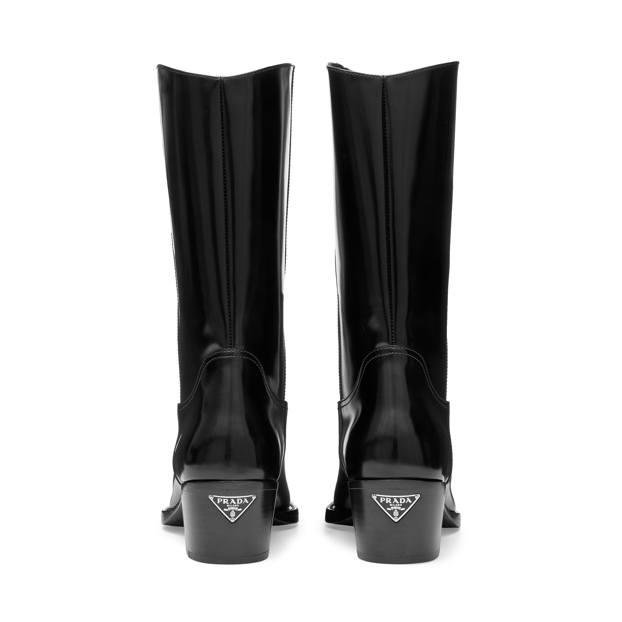 Prada - Women's Brushed Leather Camperos Boots - (Black) view 4