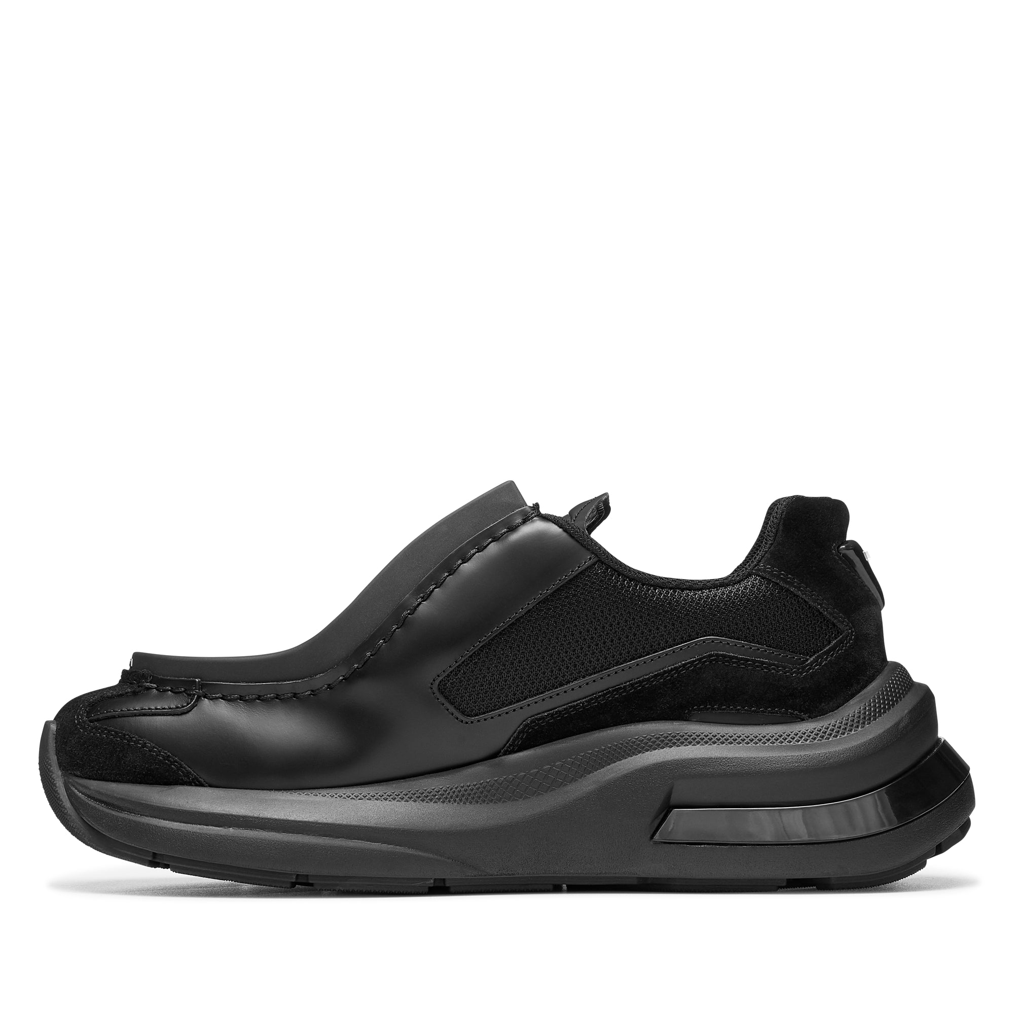 Prada - Men's Systeme Brushed Leather Sneakers - (Nero) view 2