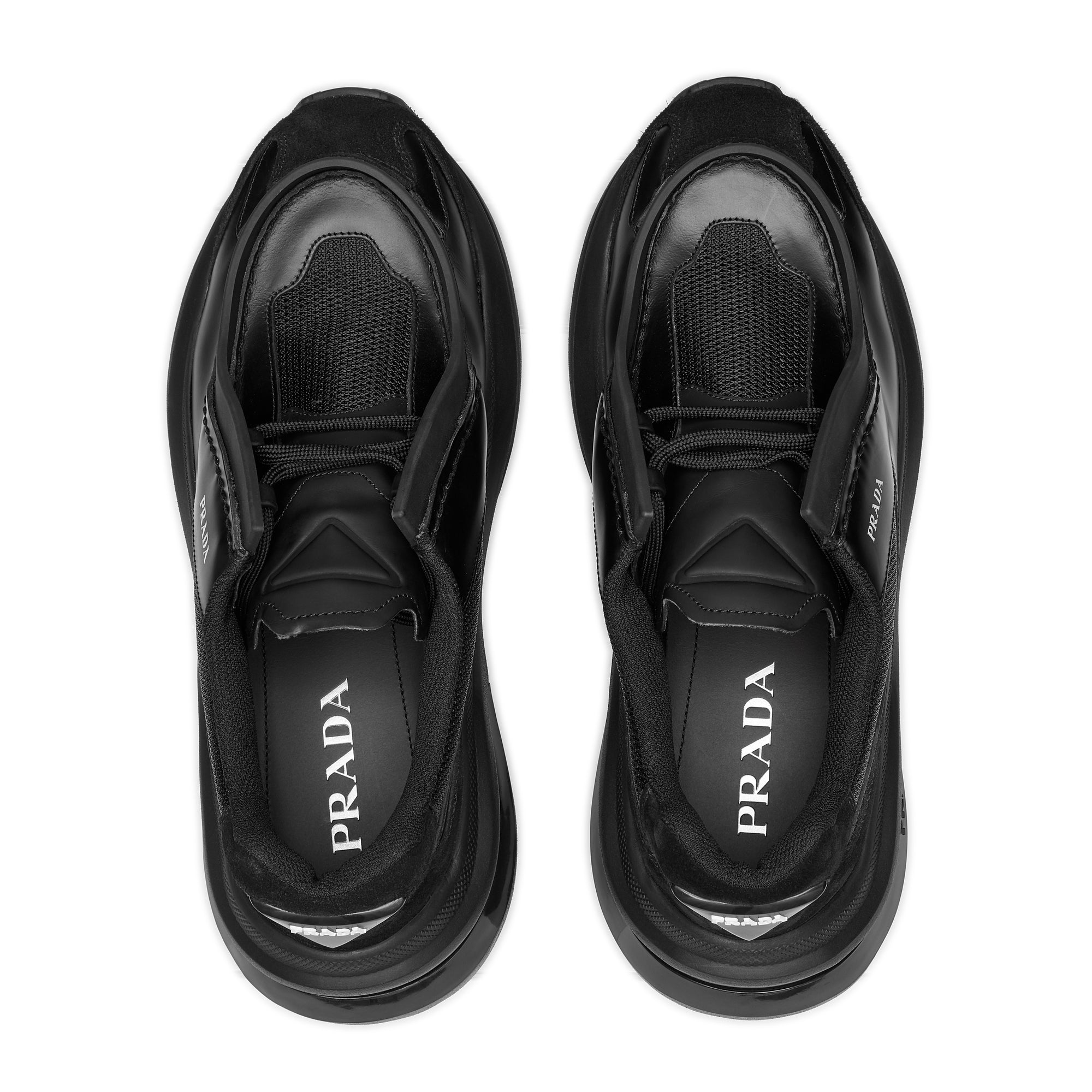 Prada - Men's Systeme Brushed Leather Sneakers - (Nero) view 6