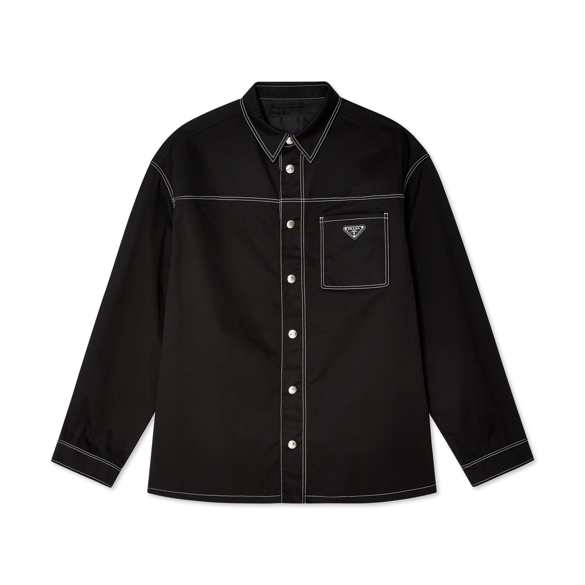 Prada - Men's Contrast Stitch Shirt - Black view 1