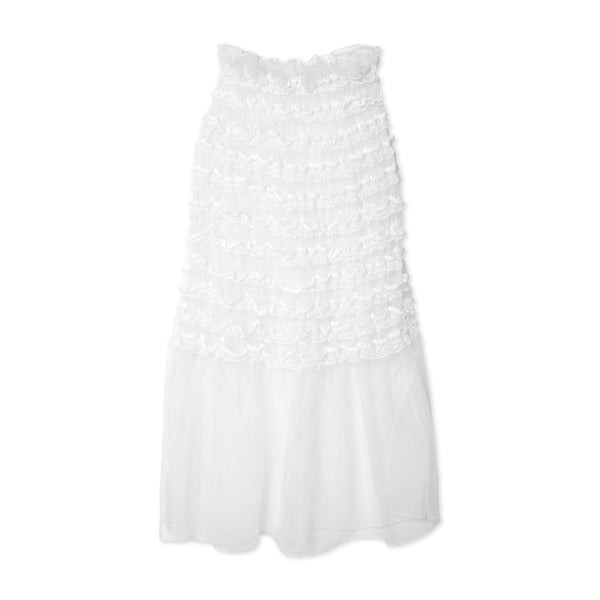 Róisín Pierce - Women's Frosted Broderie Ruffled Cape - (Off White)