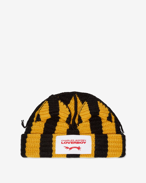 Charles Jeffrey - Men's Striped Ears Beanie - (Black Yellow)