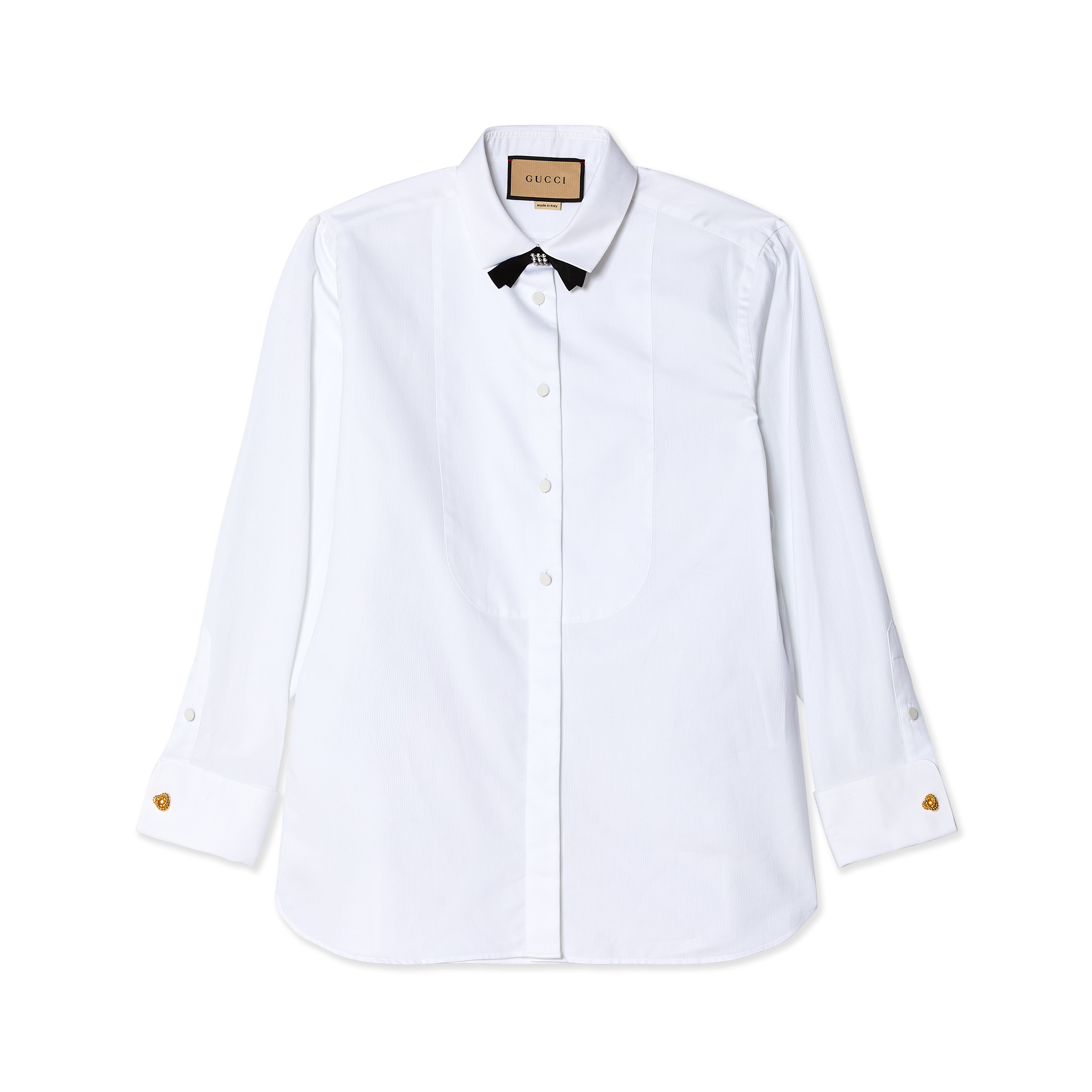 Gucci - Women's Cotton Shirt with Crystal Bow - (White) – DSMNY E-SHOP