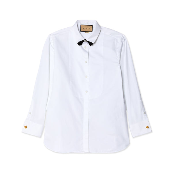Gucci - Women's Cotton Shirt with Crystal Bow - (White)