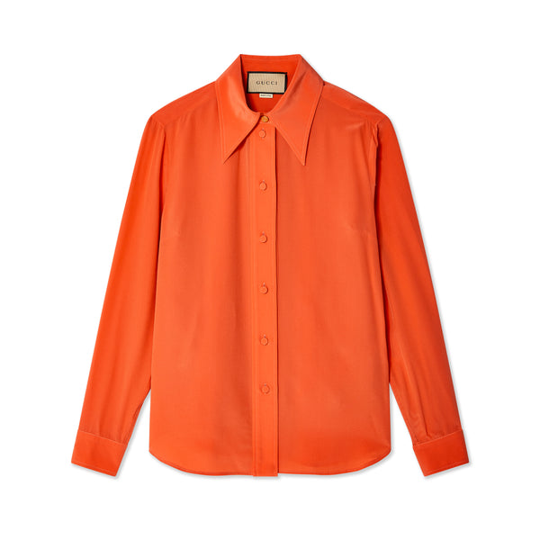 Gucci - Women’s Silk Crêpe De Chine Shirt - (Orange)