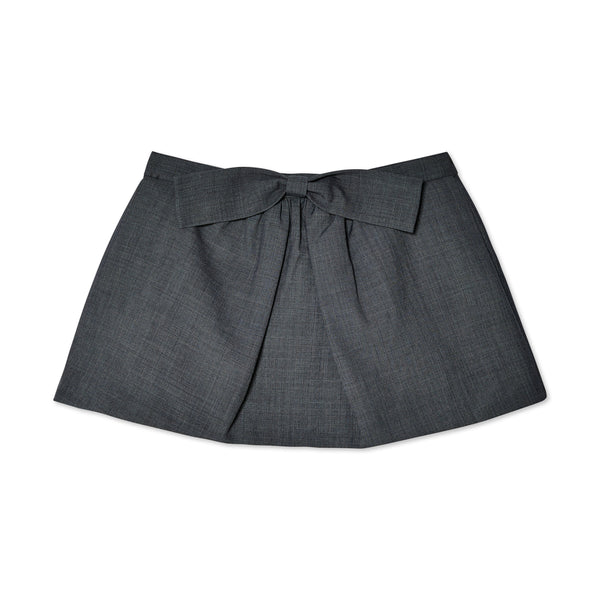 Shushu/Tong - Women's Bowknot Pleated Skirt - (Grey)