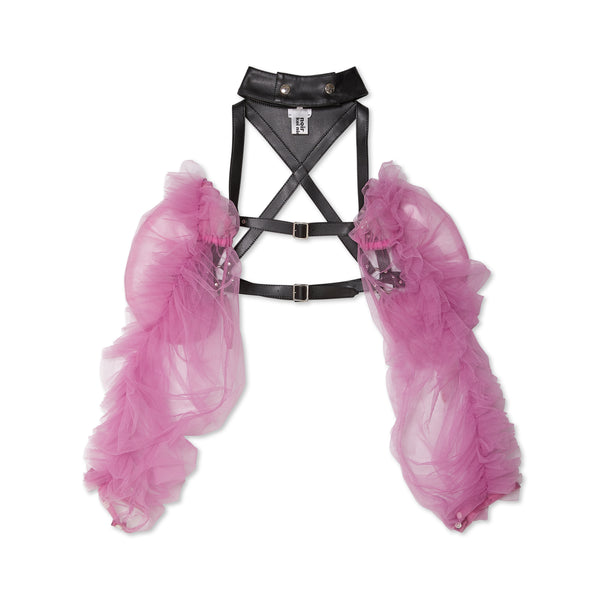 Noir Kei Ninomiya - Women's Tulle-Sleeve Leather Harness - (Black/Pink)